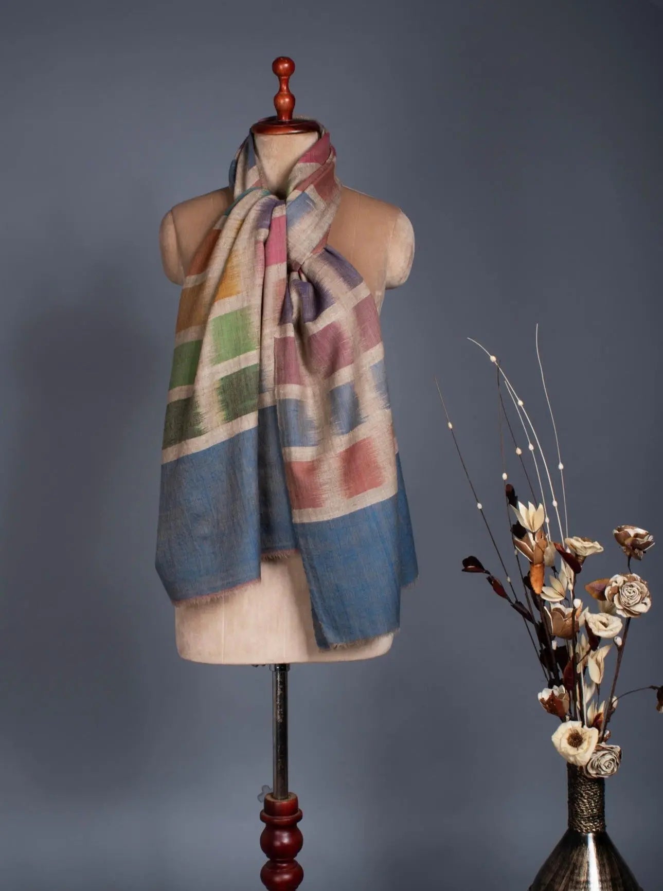 12 Color Fine Artistic Ikat Pashmina - CUTTACK Shahkaar