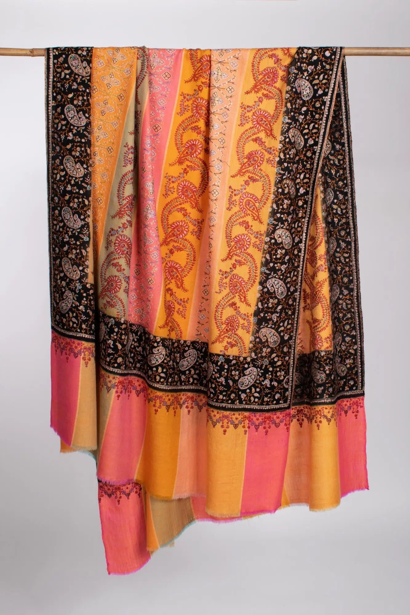 8 Color Stripe Artistic Kashmiri Pashmina - SALTASH Shahkaar
