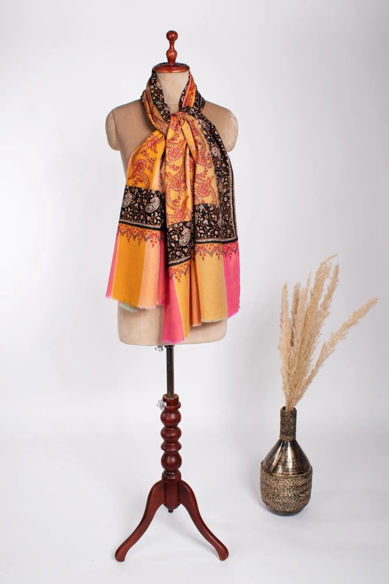 8 Color Stripe Artistic Kashmiri Pashmina - SALTASH Shahkaar