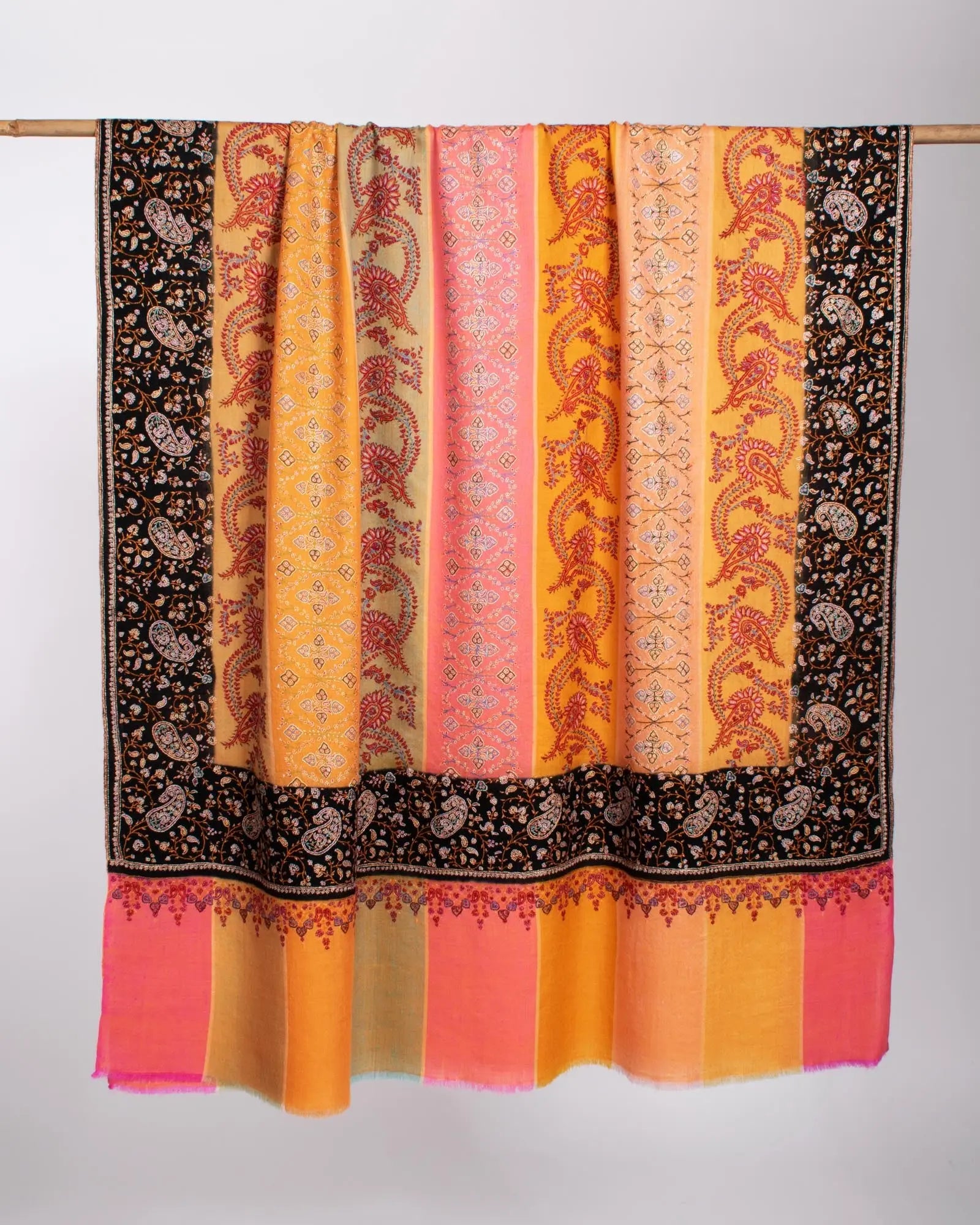 8 Color Stripe Artistic Kashmiri Pashmina - SALTASH Shahkaar