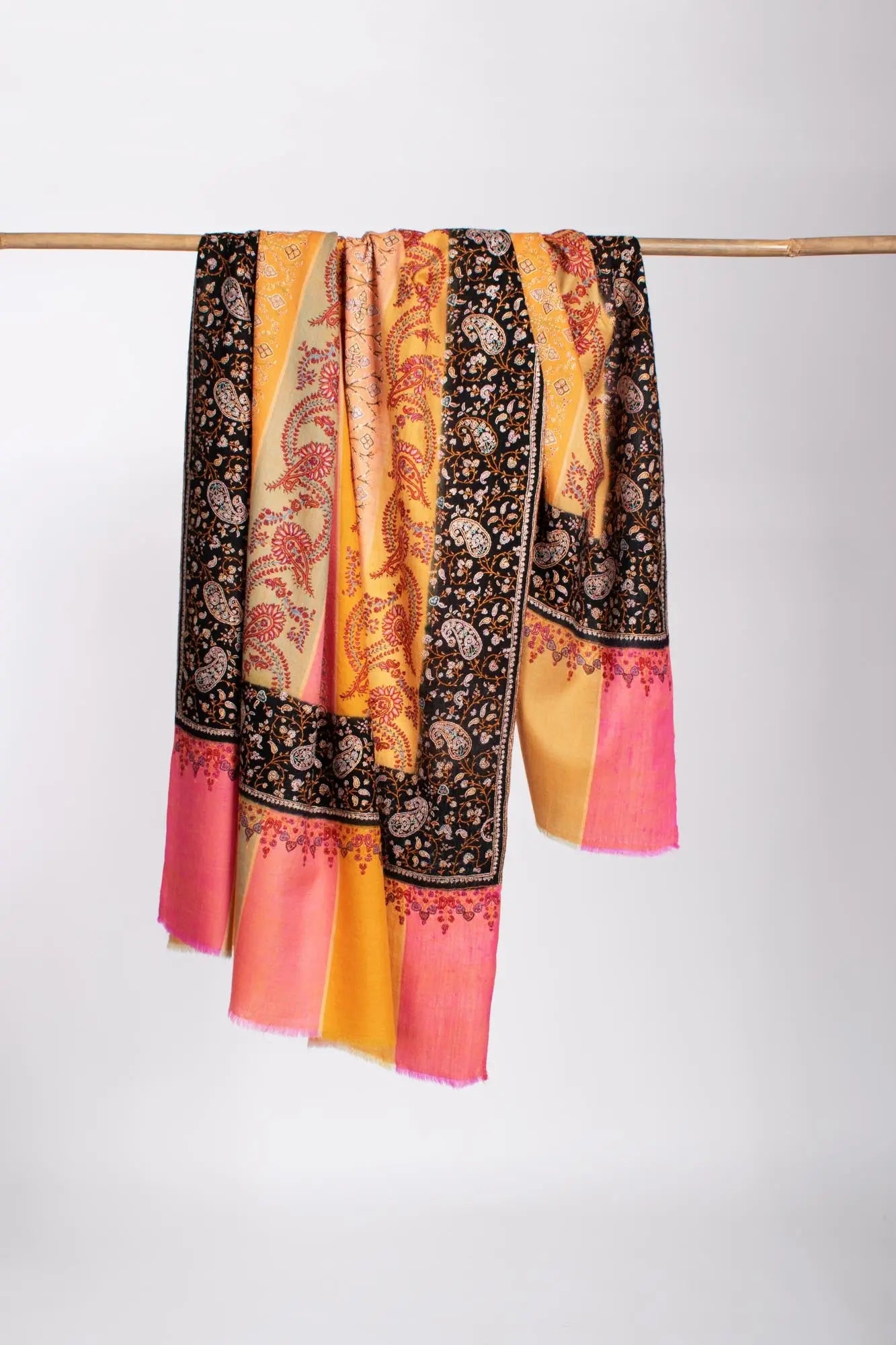 8 Color Stripe Artistic Kashmiri Pashmina - SALTASH Shahkaar