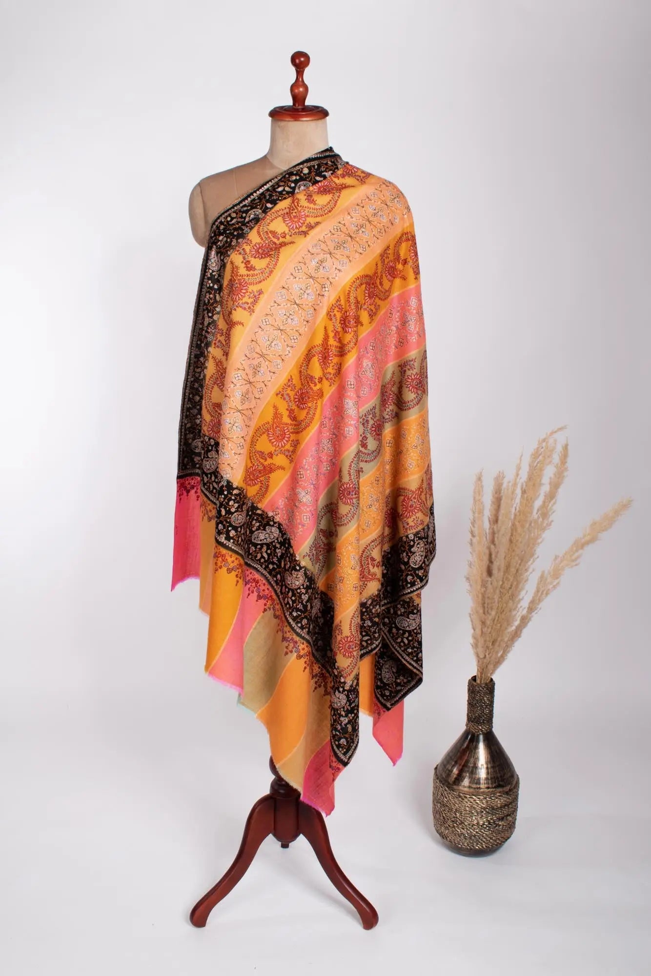 8 Color Stripe Artistic Kashmiri Pashmina - SALTASH Shahkaar