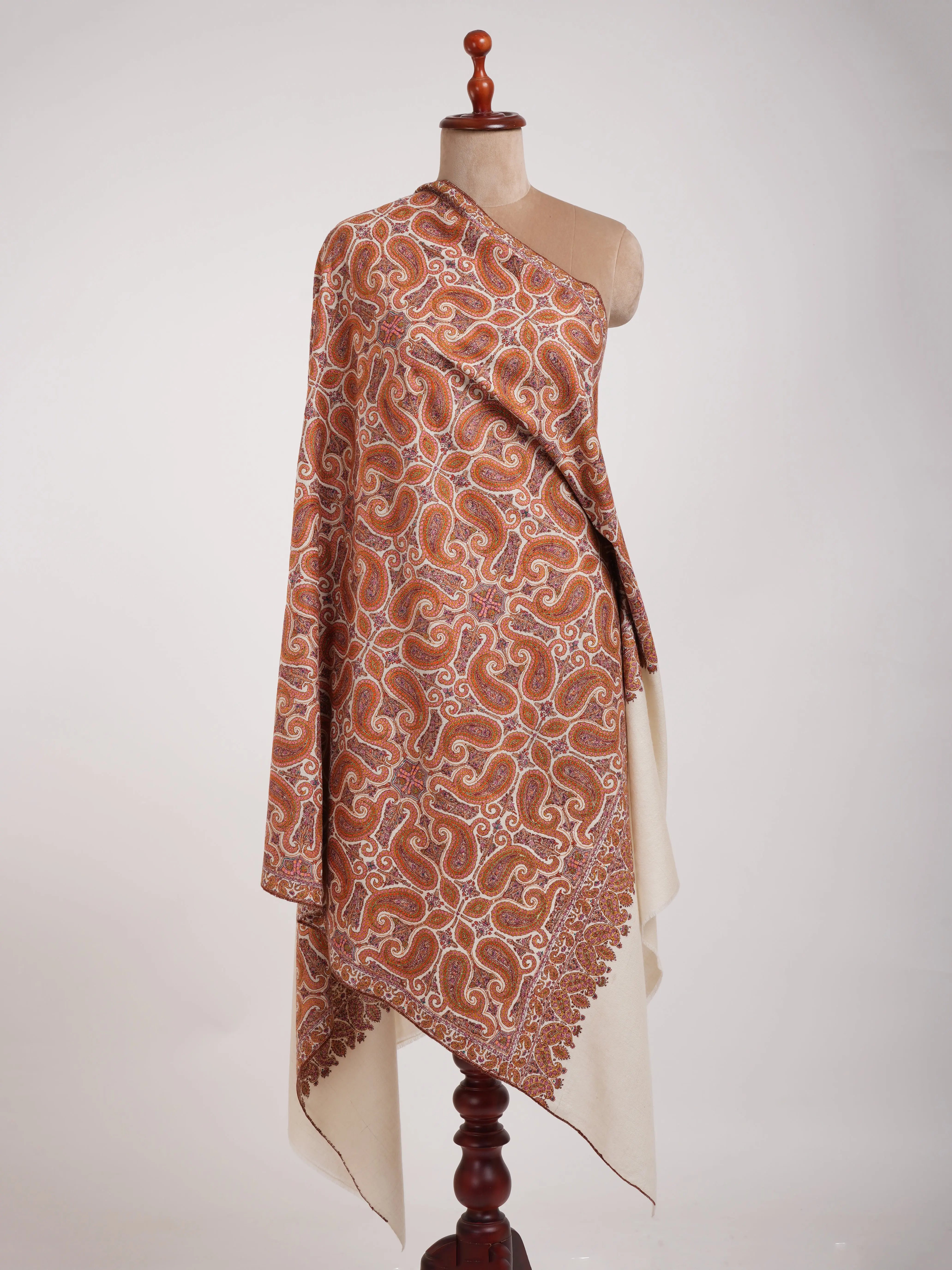 8 Paisleys Hand Embroidered Pashmina Jamavar Shawl Shahkaar