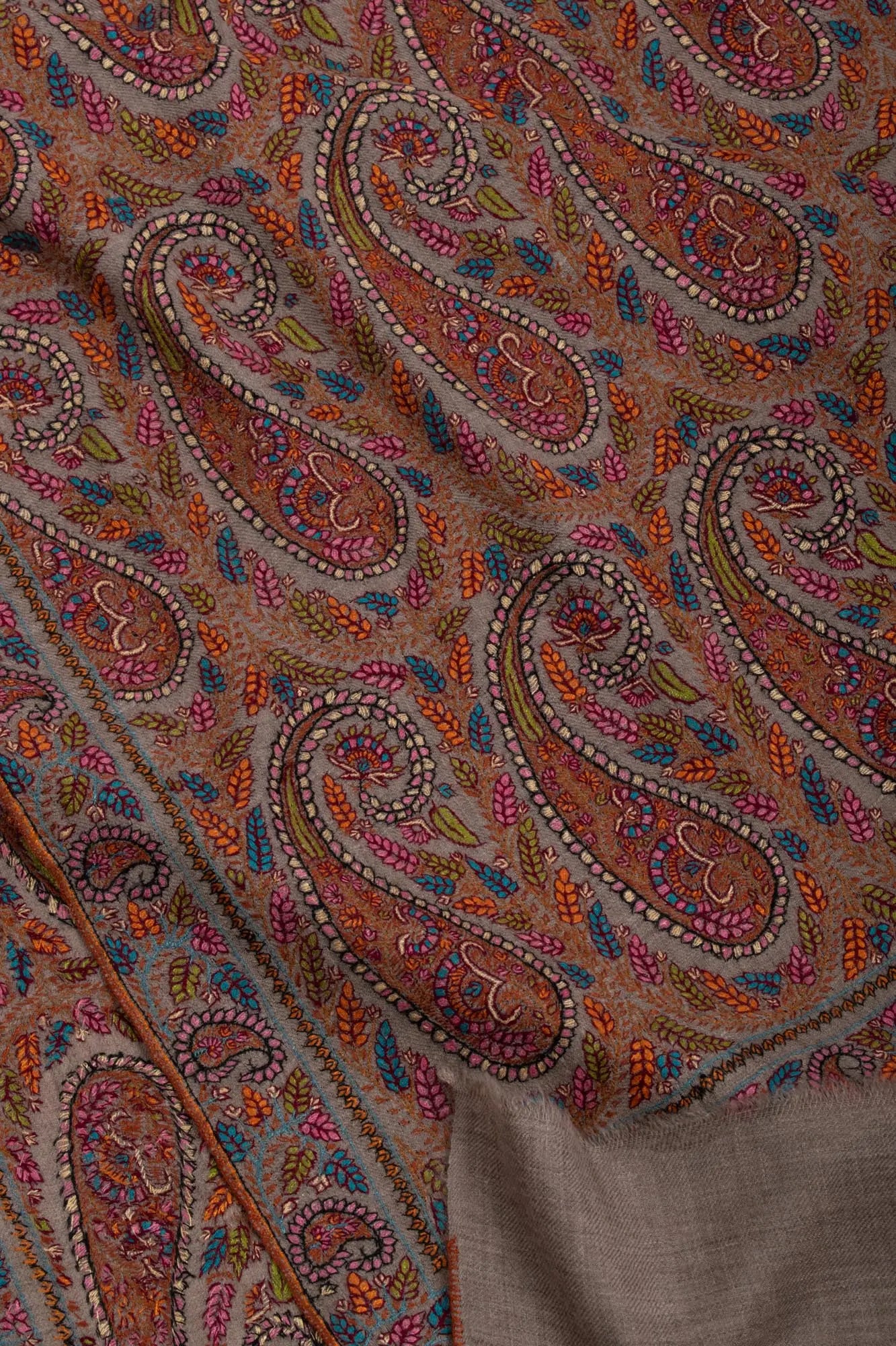 95 Paisley Authentic Beige Wedding Jamavar Shawl - KENNEDY Shahkaar