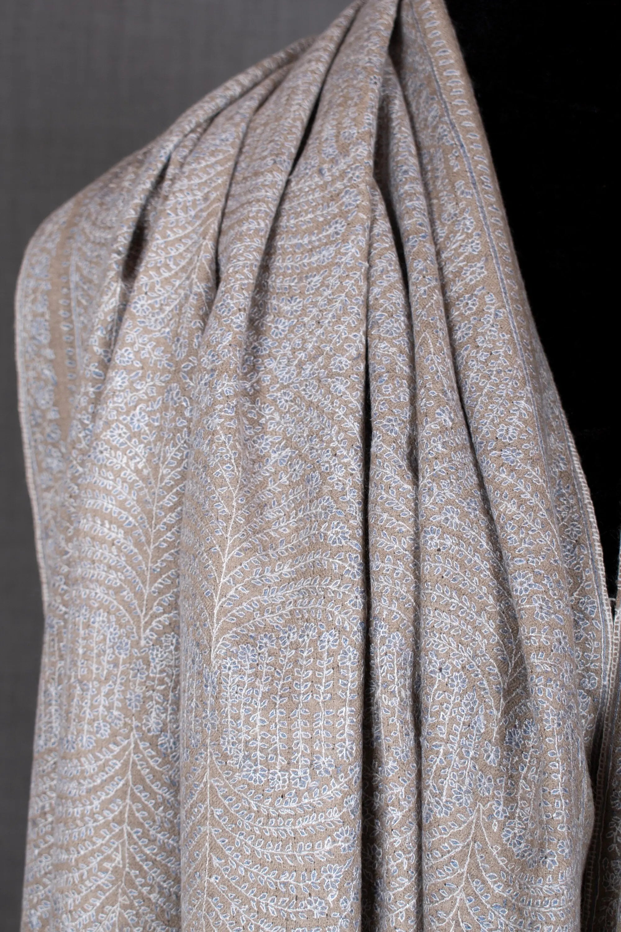 Alia Embroidered Pashmina Shawl, Elegant Kashmiri Wrap, 40x80" Shahkaar