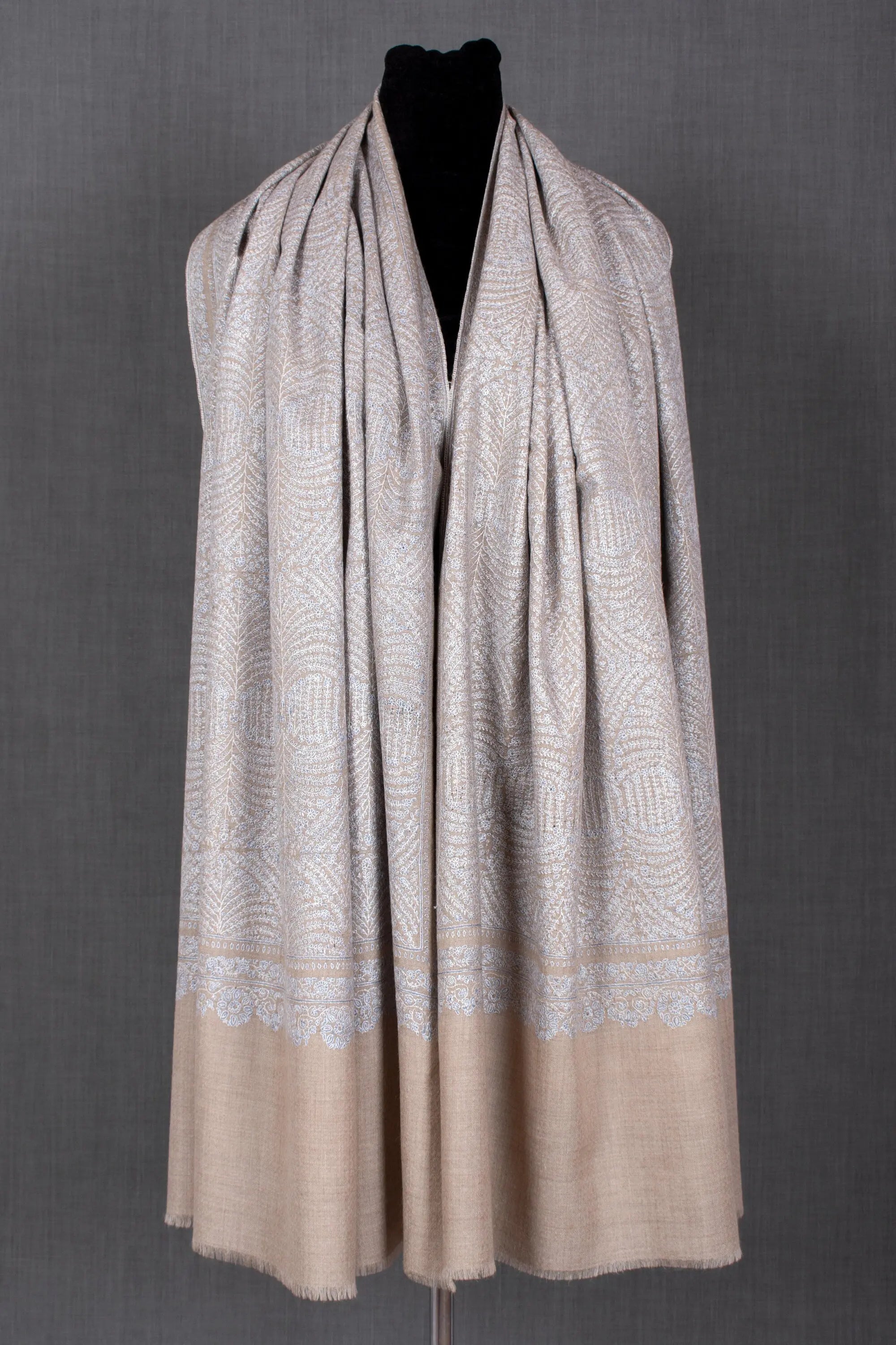 Alia Embroidered Pashmina Shawl, Elegant Kashmiri Wrap, 40x80" Shahkaar