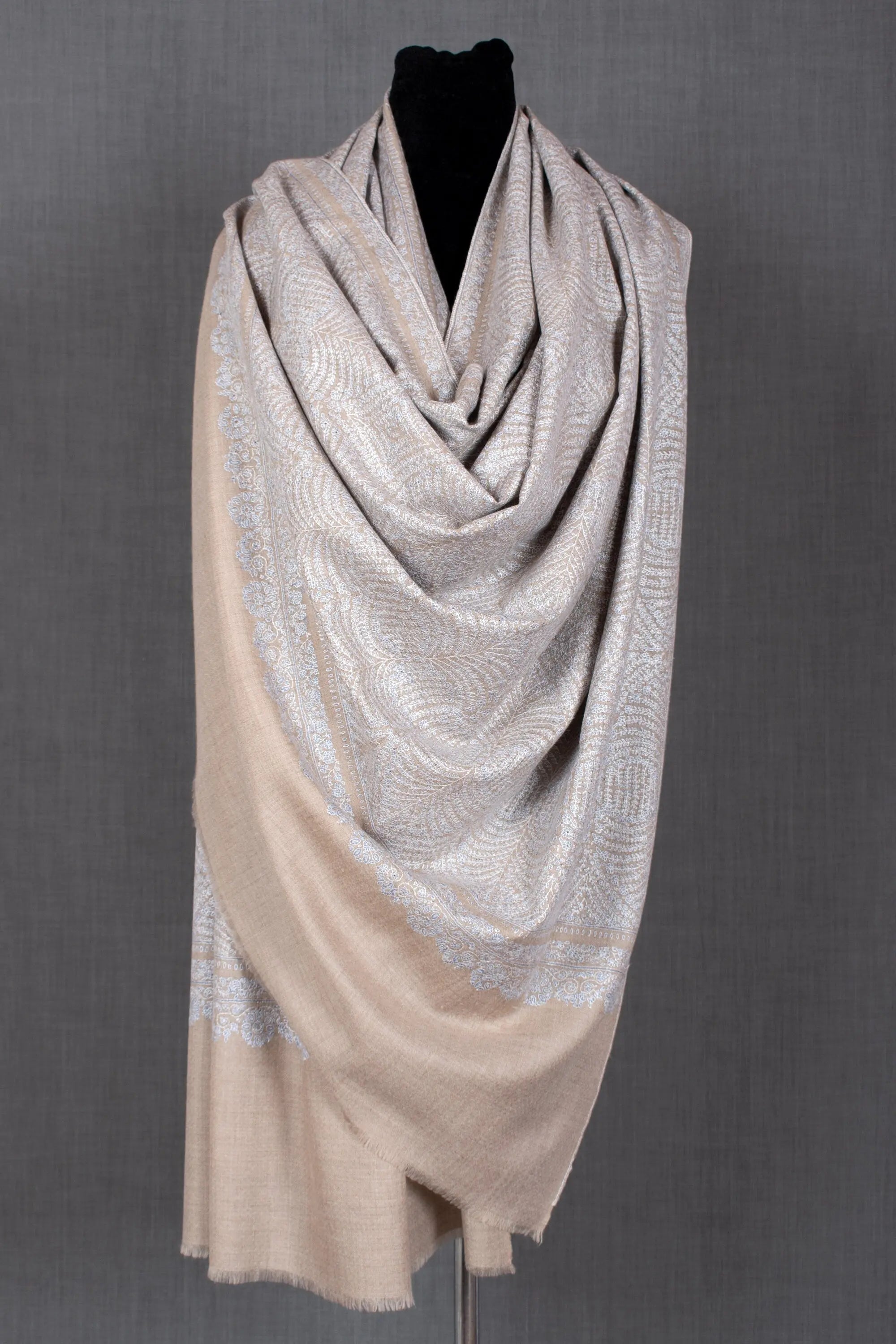 Alia Embroidered Pashmina Shawl, Elegant Kashmiri Wrap, 40x80" Shahkaar