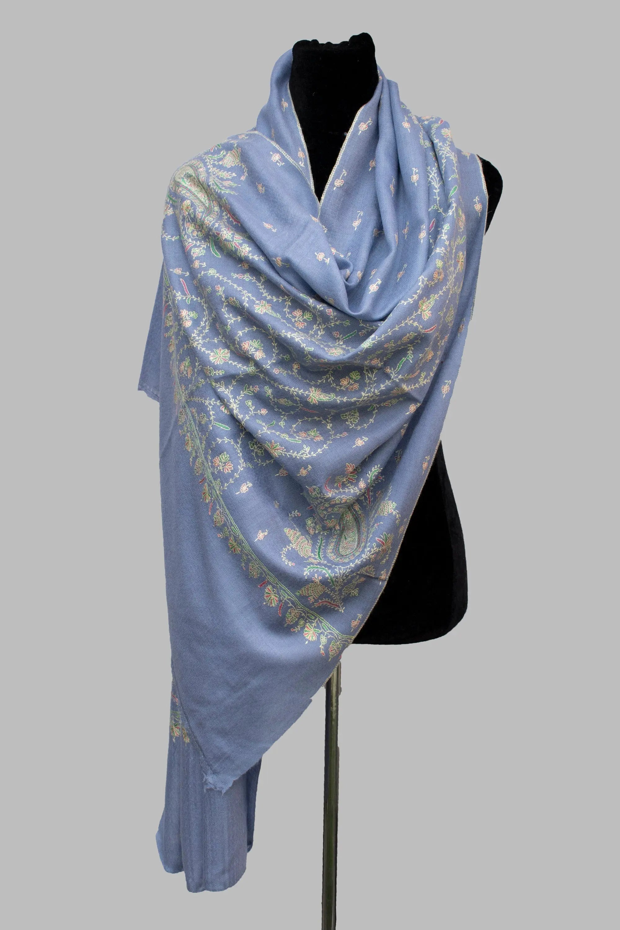 An Elegant Pashmina Scarf Wrap Shawl | Hand Embroidered | Handwoven Cashmere Shahkaar