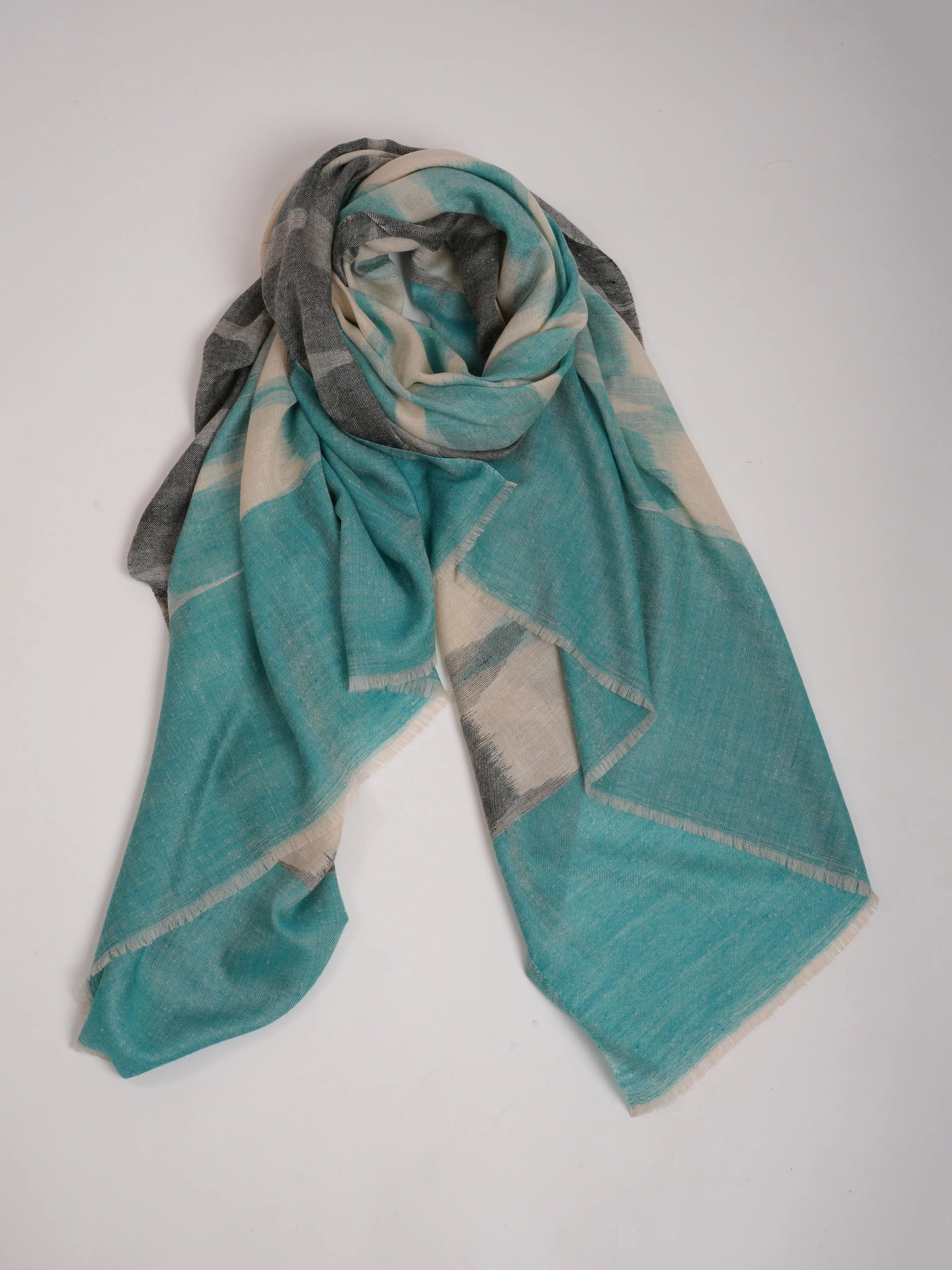 Artic Blue Handwoven Pashmina Shawl Shahkaar