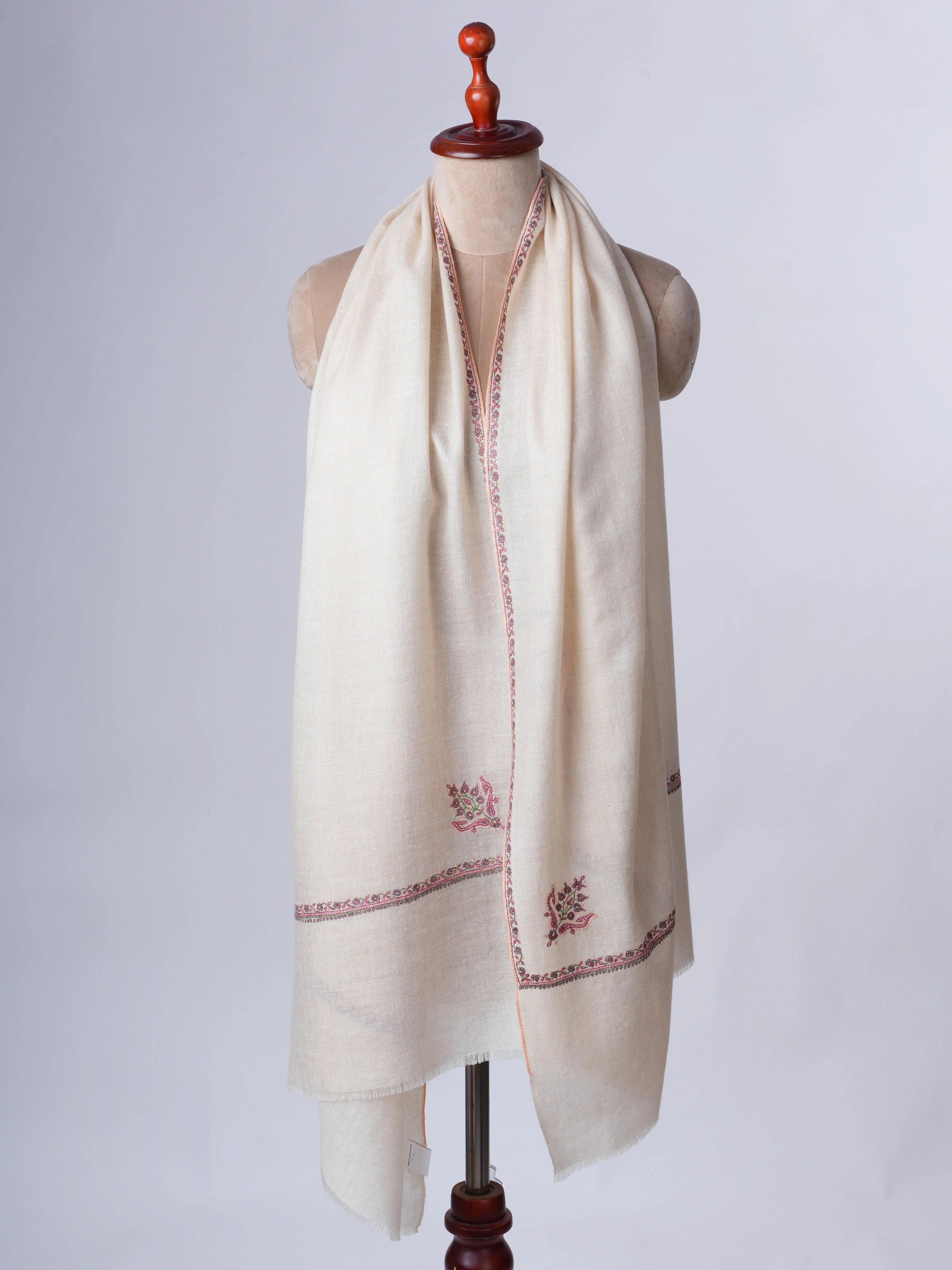 Artisan Made Cashmere Scarf with Bail Hand Embroidery – Hand Embroidered Shahkaar