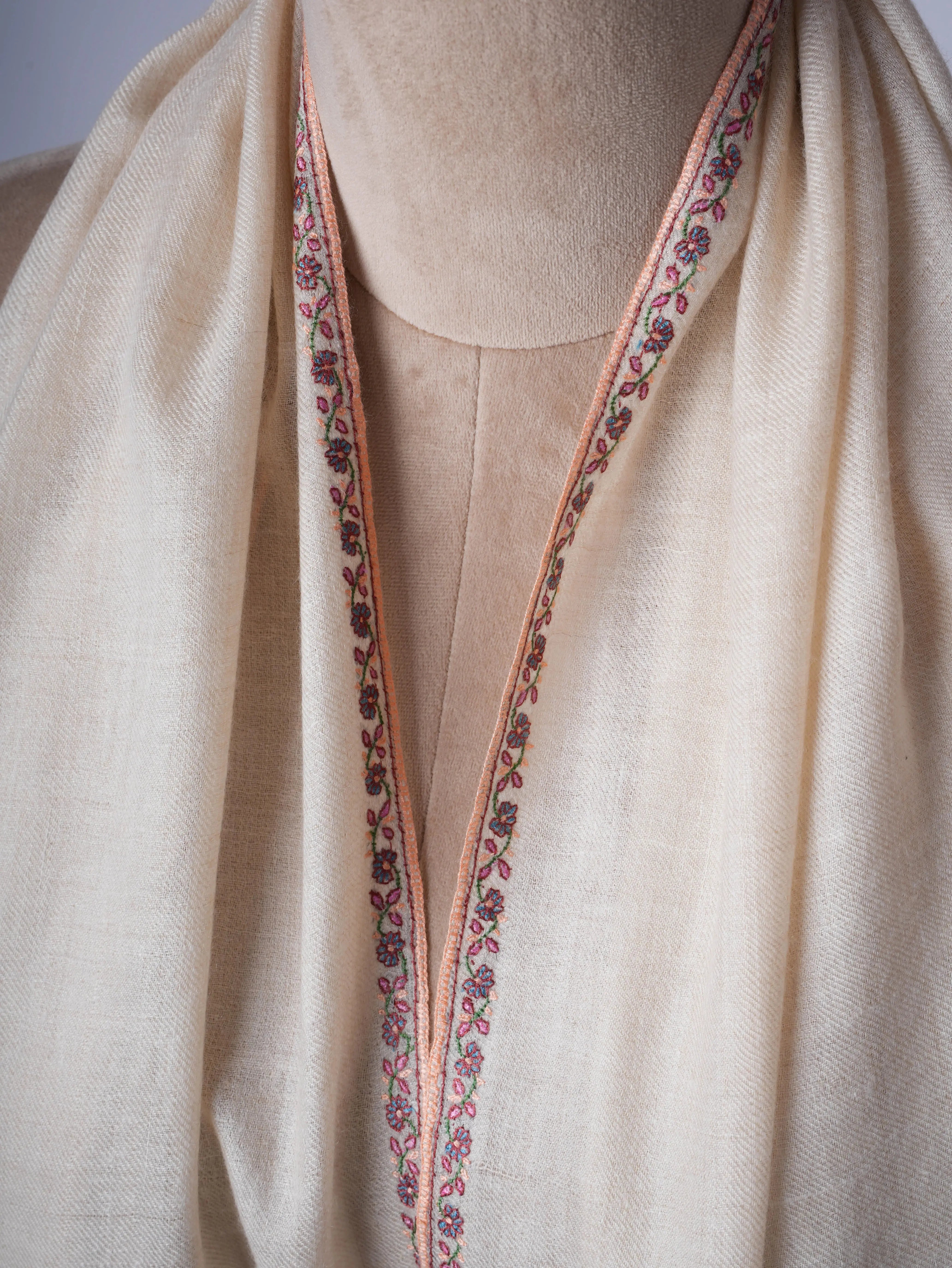 Artisan Made Cashmere Scarf with Bail Hand Embroidery – Hand Embroidered Shahkaar