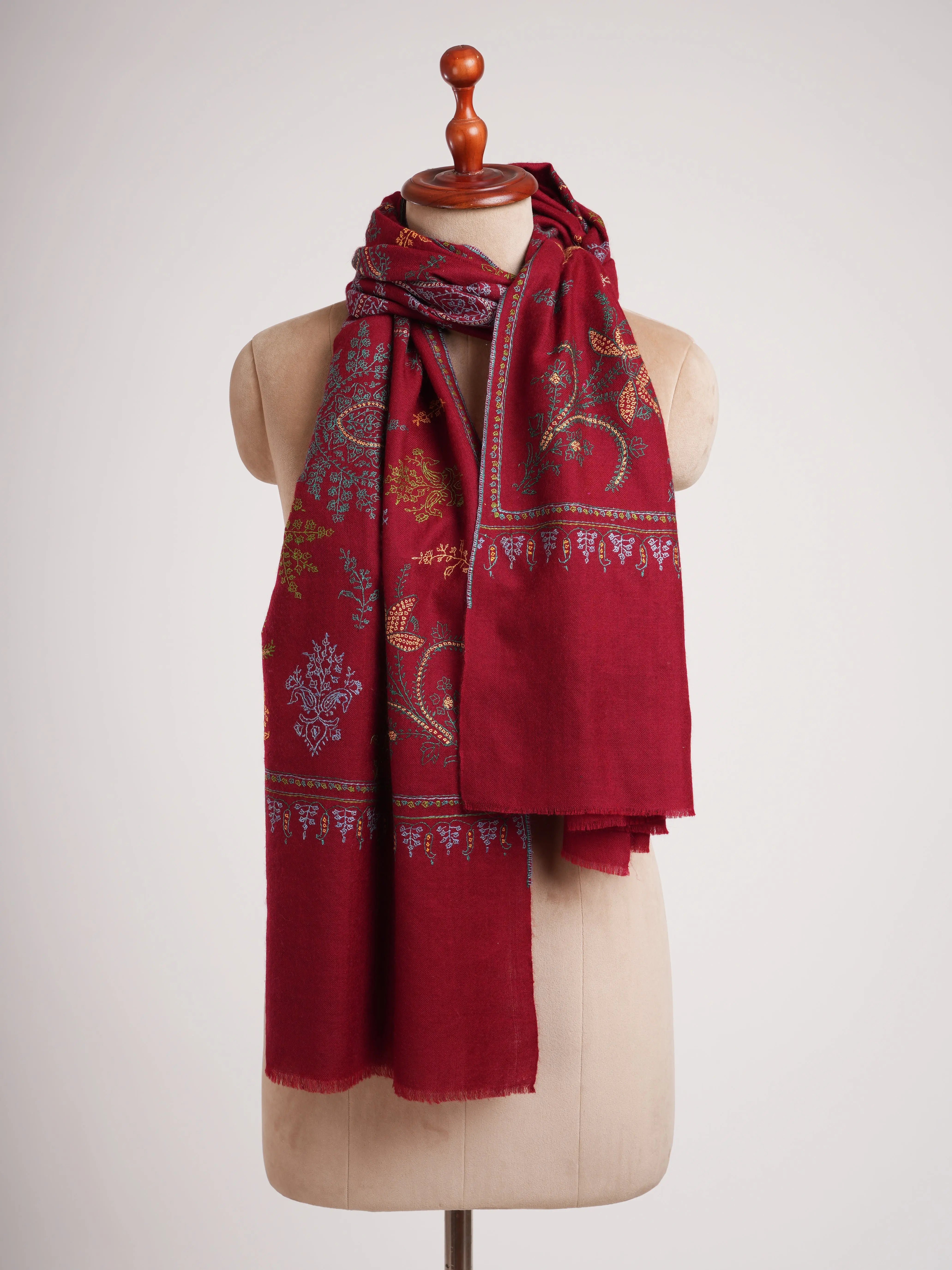 Artisanal Needlework Handwoven Cashmere Scarf Shahkaar