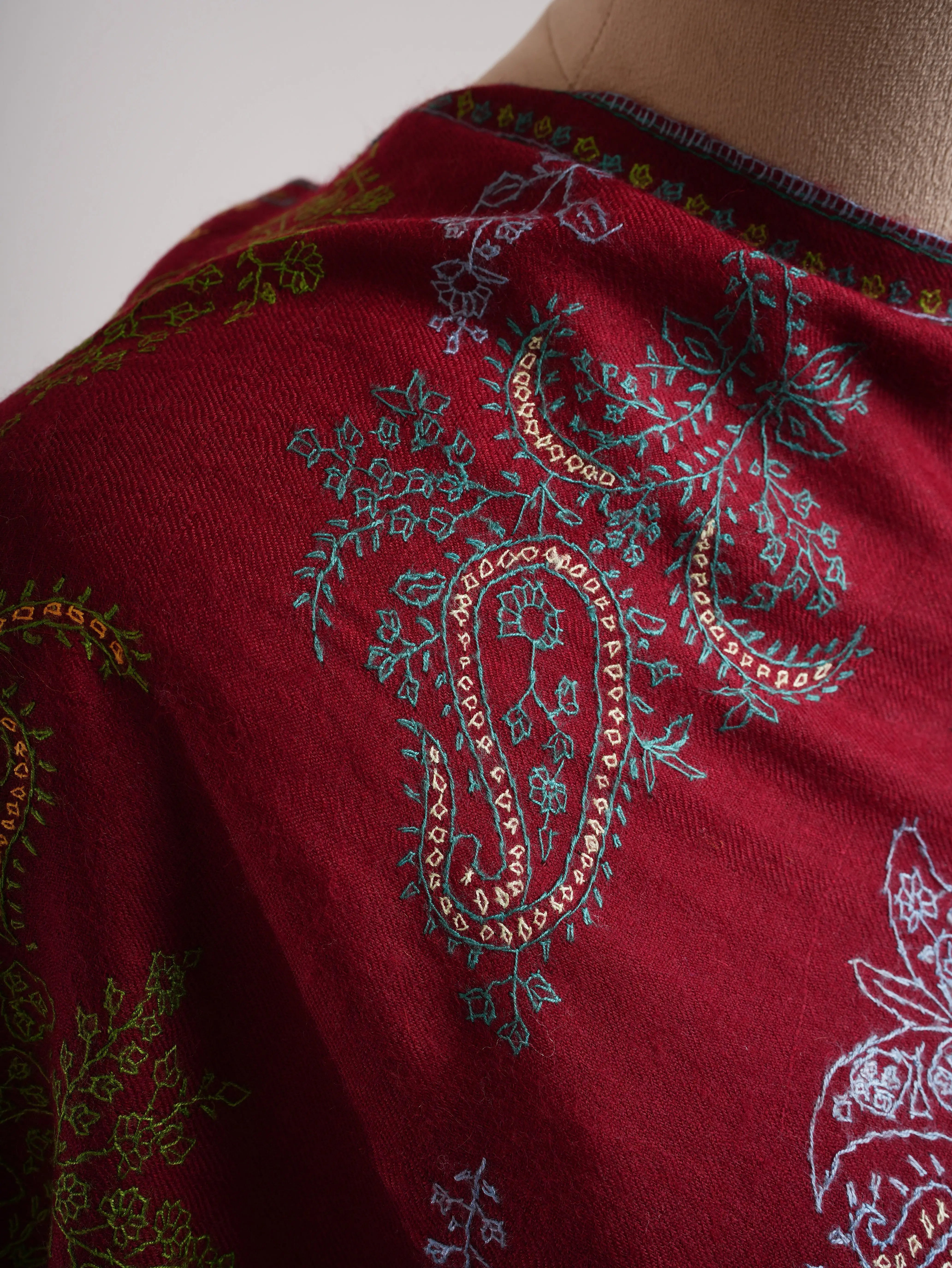 Artisanal Needlework Handwoven Cashmere Scarf Shahkaar
