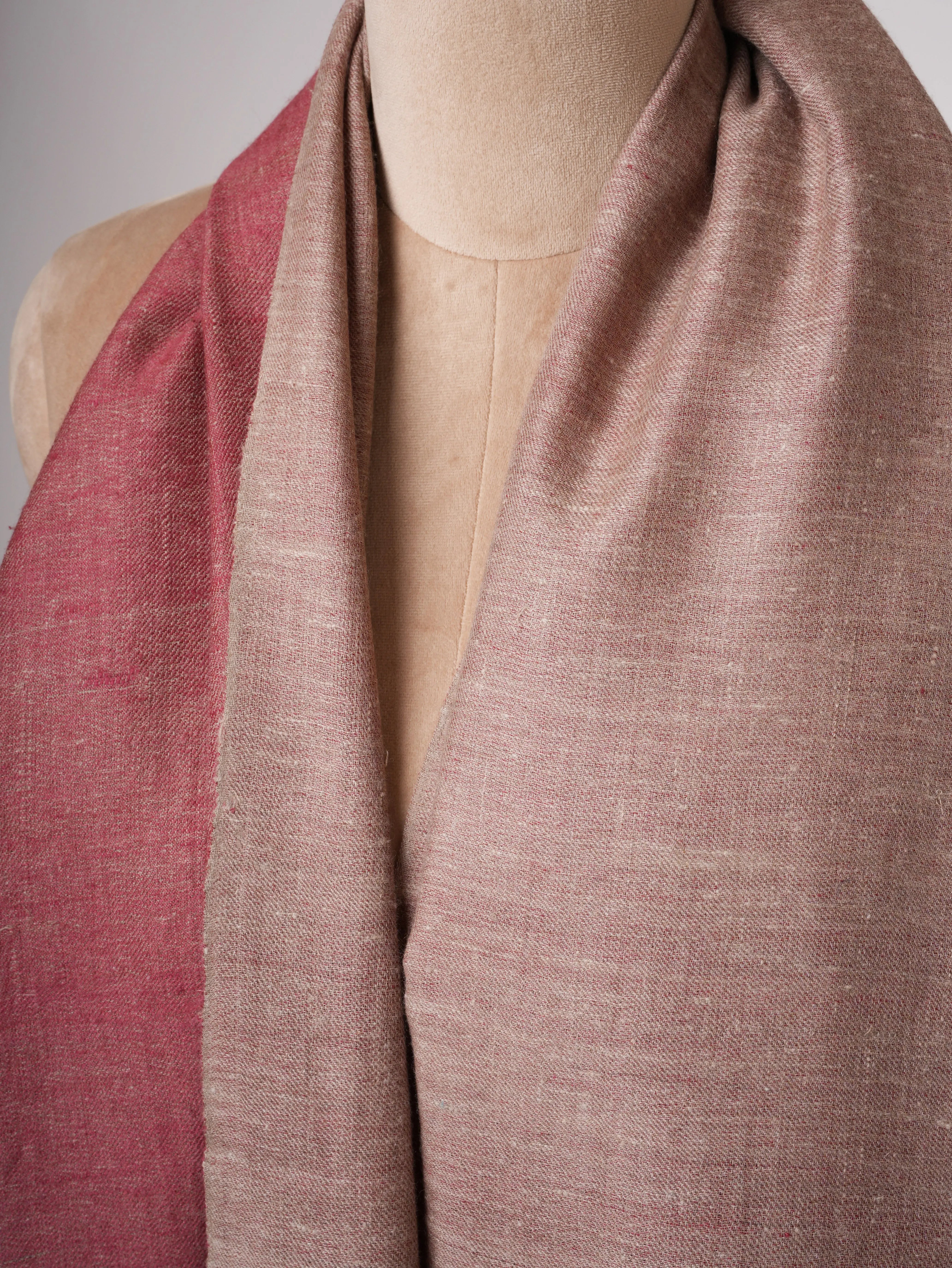 Baby Soft Cashmere Stole with Dual Shade Beige & Red – Soft and Luxurious Shahkaar