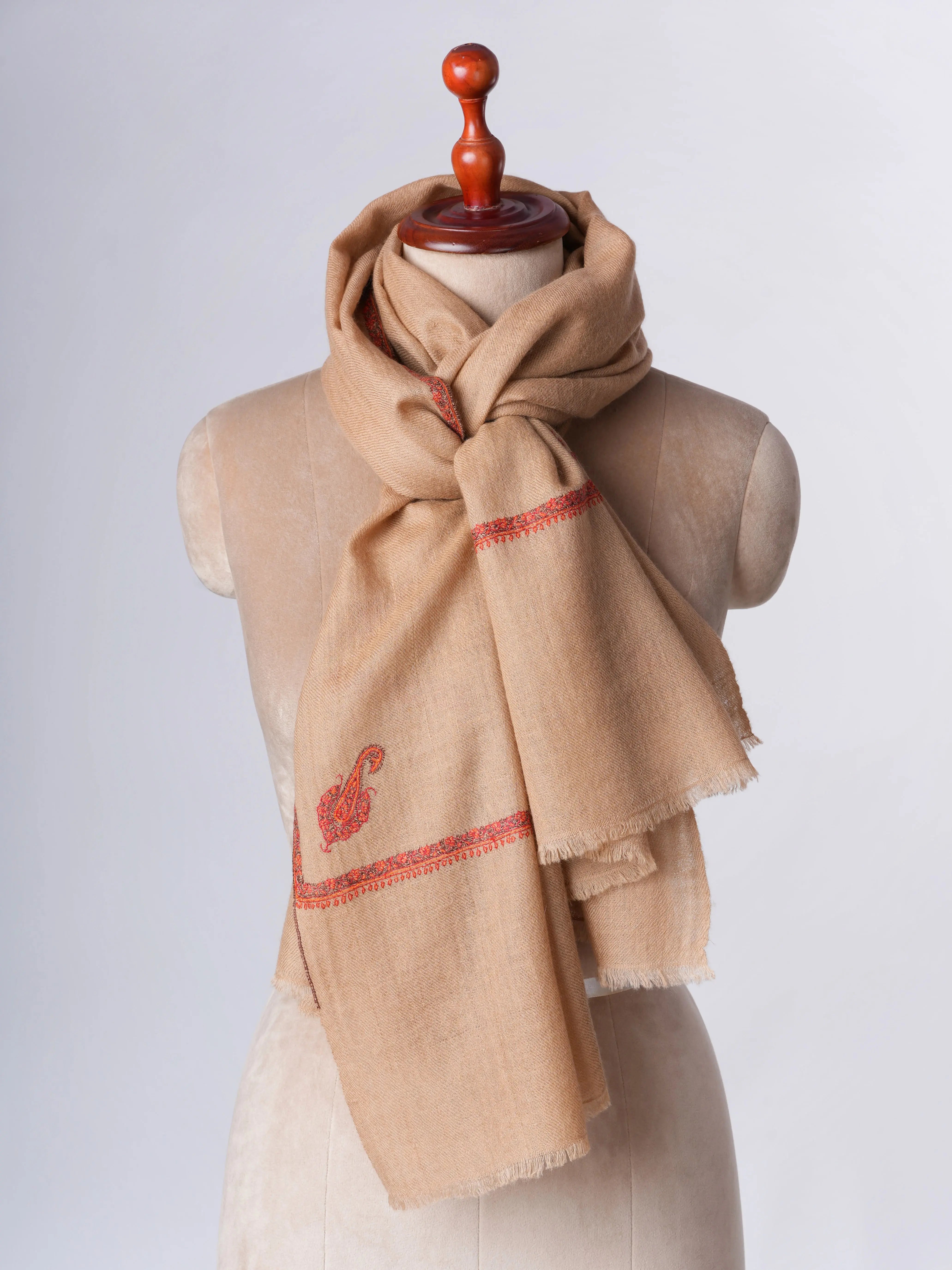 Baby Soft Handloomed Cashmere Scarf with Intricate Hand Embroidery – Authentic Artisan Luxury Shahkaar