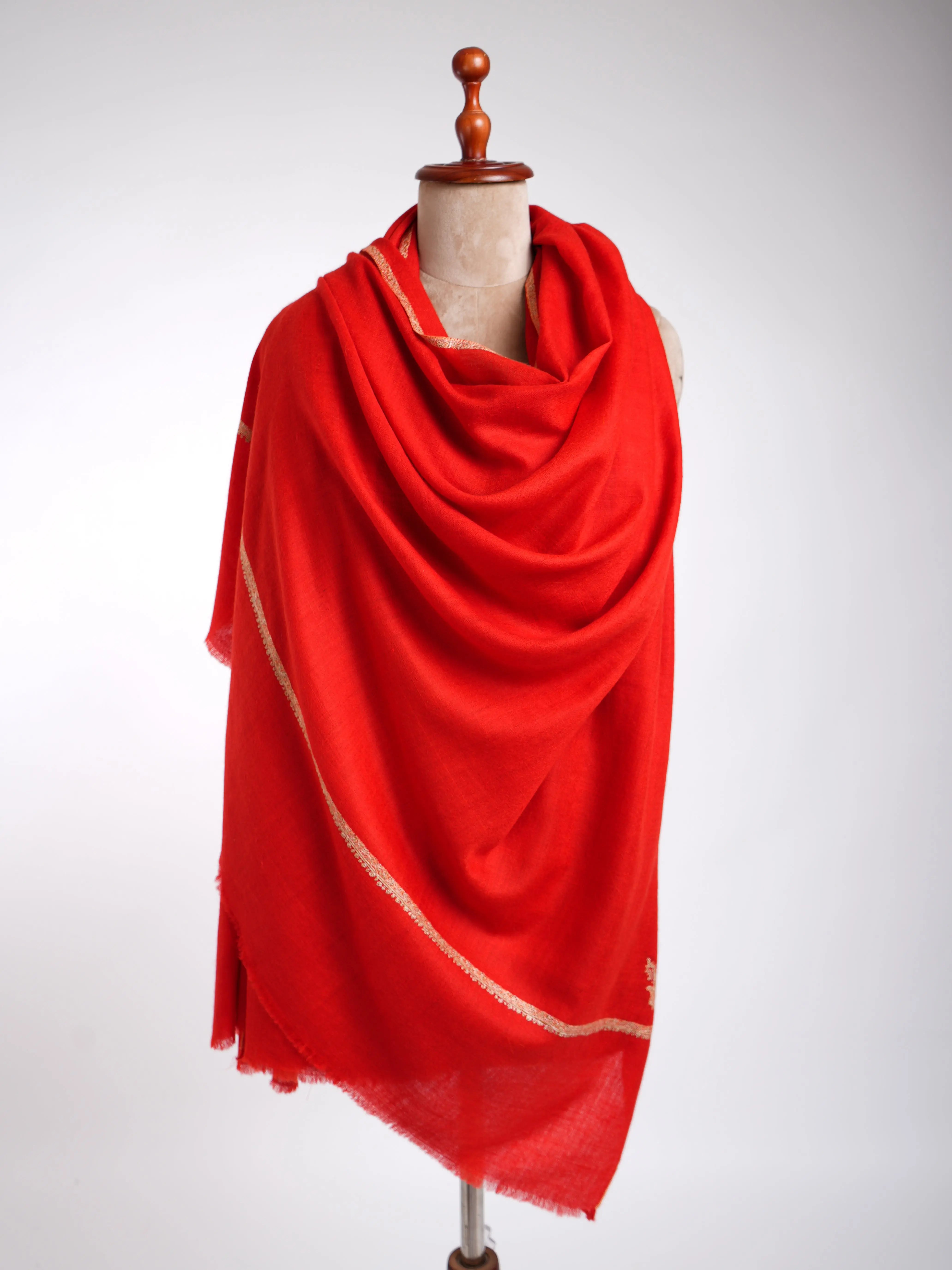 Baildar Handmade Bridal Pashmina Shawl Red Shahkaar
