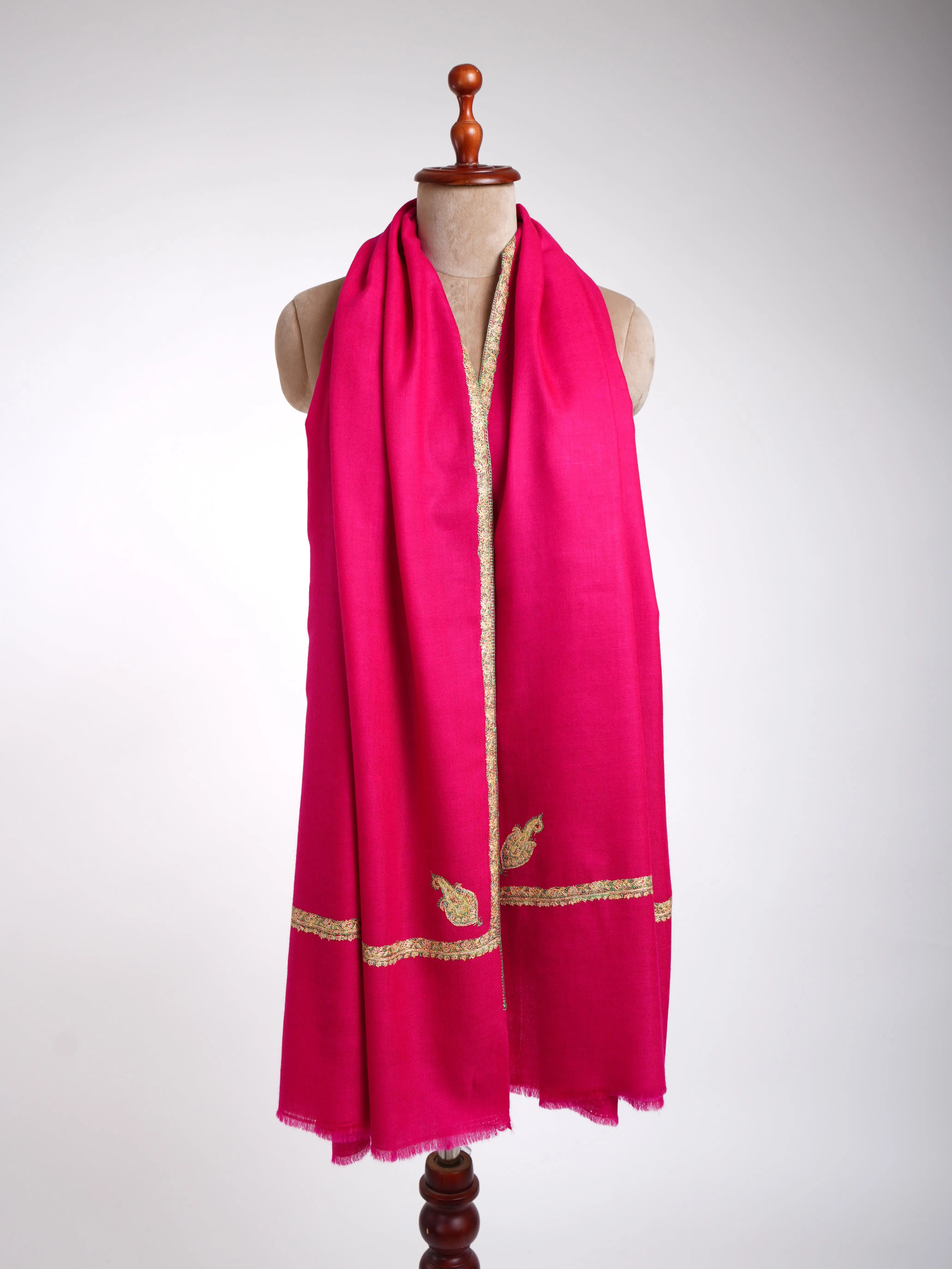 Baildar Handmade Pashmina Shawl Magenta Pink Shahkaar