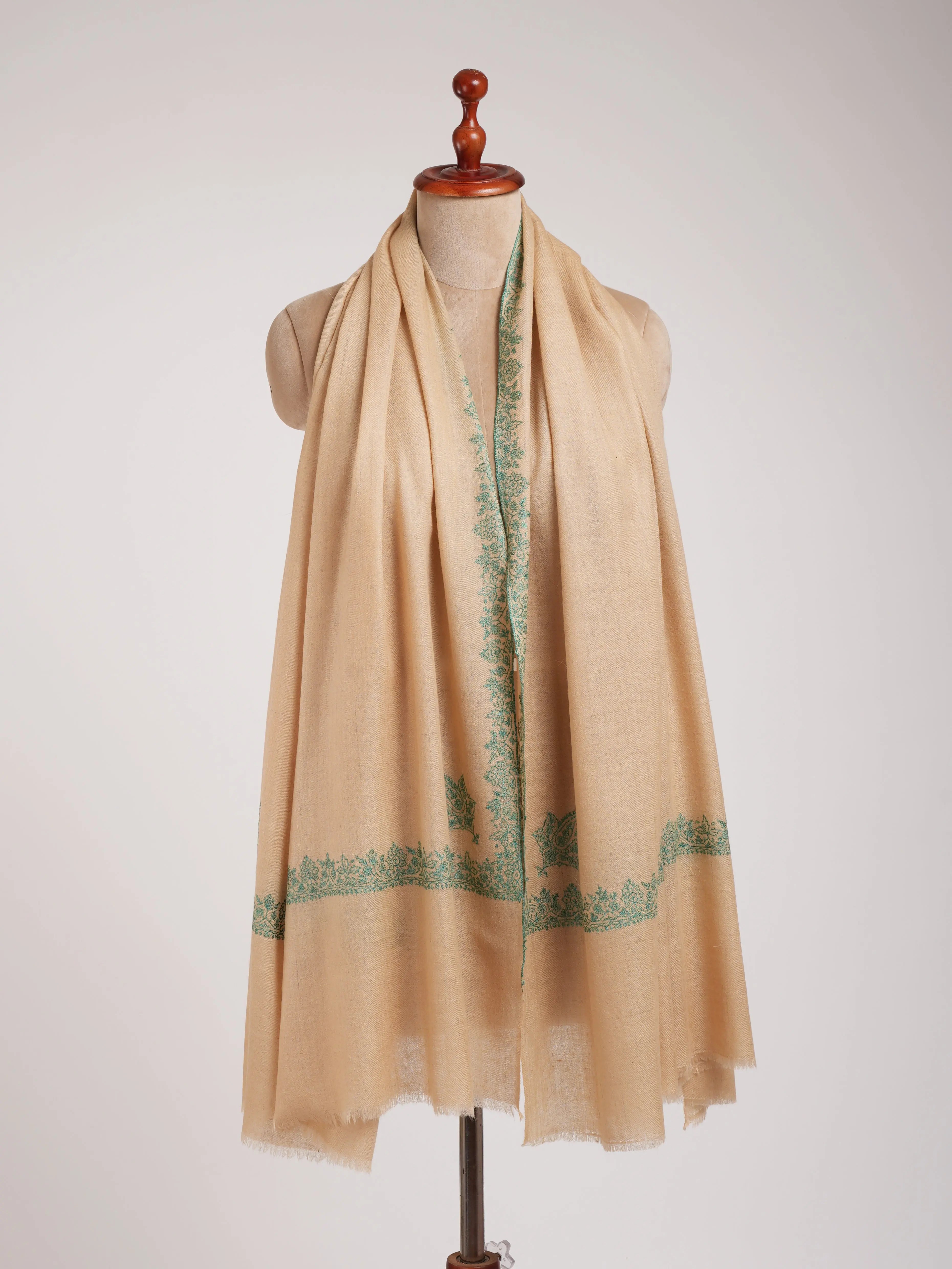 Beautiful Hand Embroidered Indian Pashmina Shawl Shahkaar