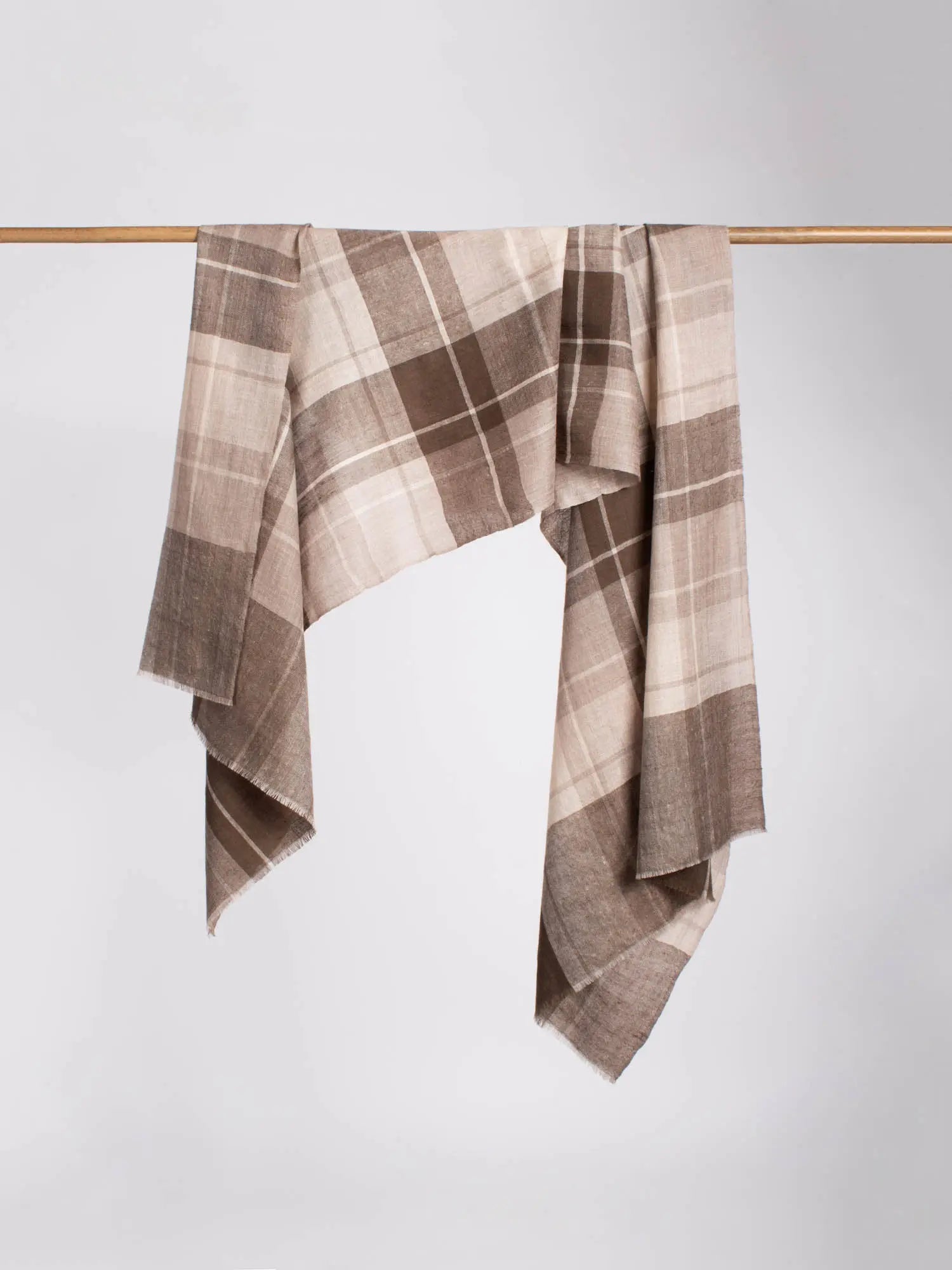 Beige White Feather Light Cashmere Scarf - NOVATO Shahkaar