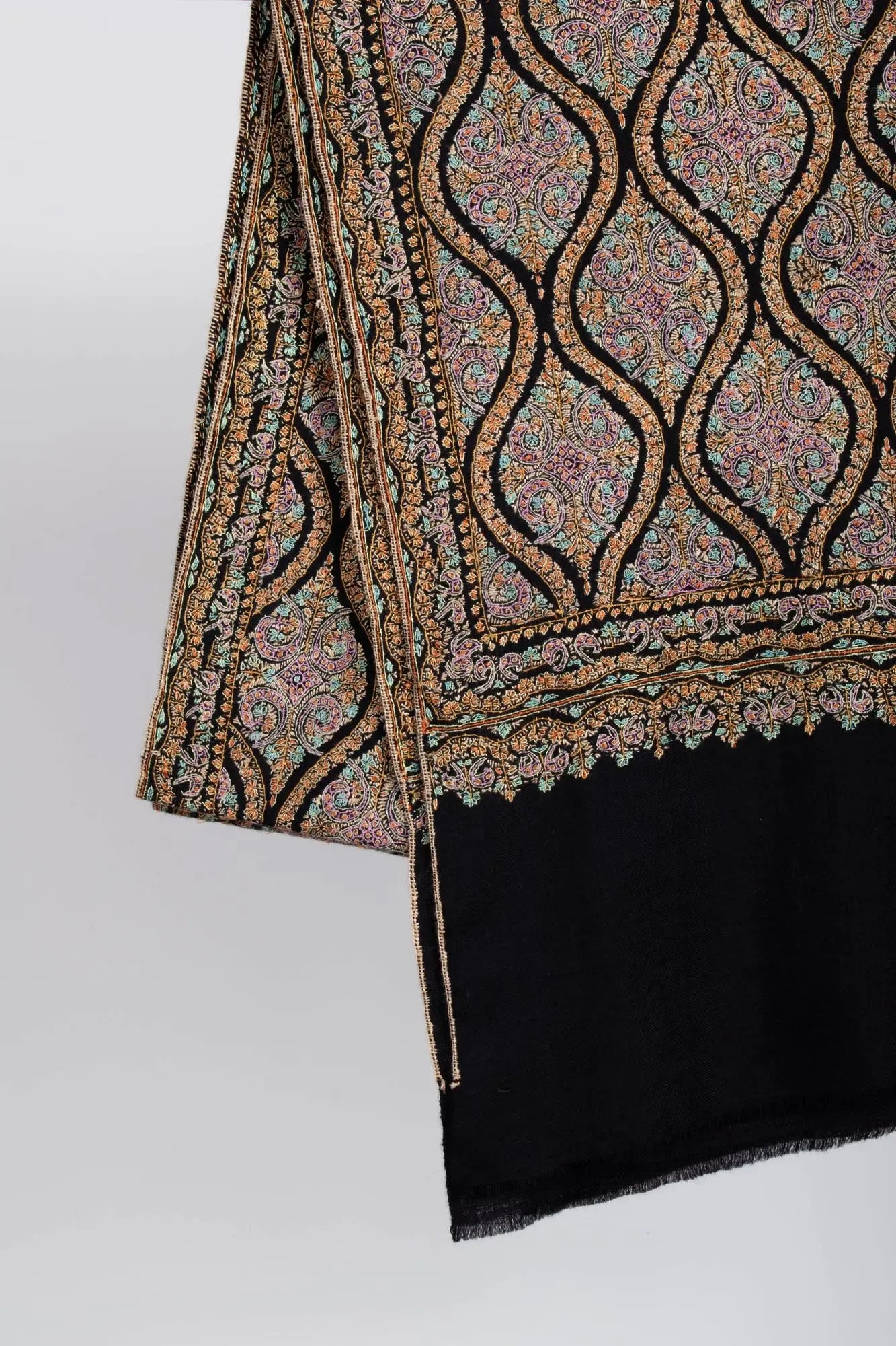 Black Artistic Pashmina Shawl - BREDA Shahkaar