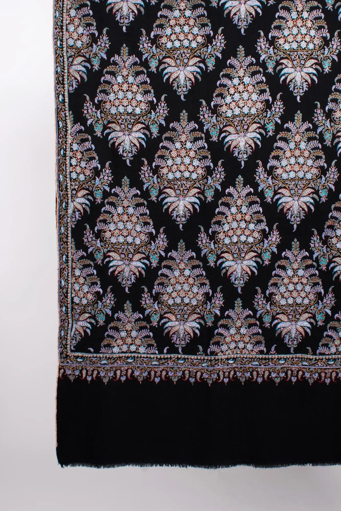 Black Embroidered Kashmiri Pashmina Shawl - MACCLESFIELD Shahkaar