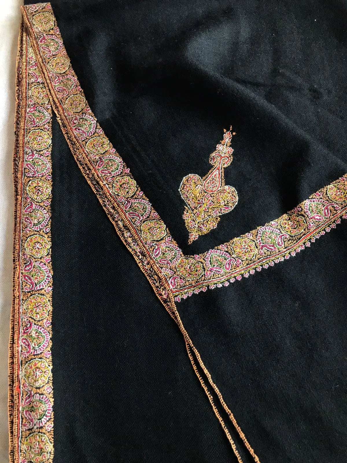Black Embroidered Pashmina Scarf Shahkaar