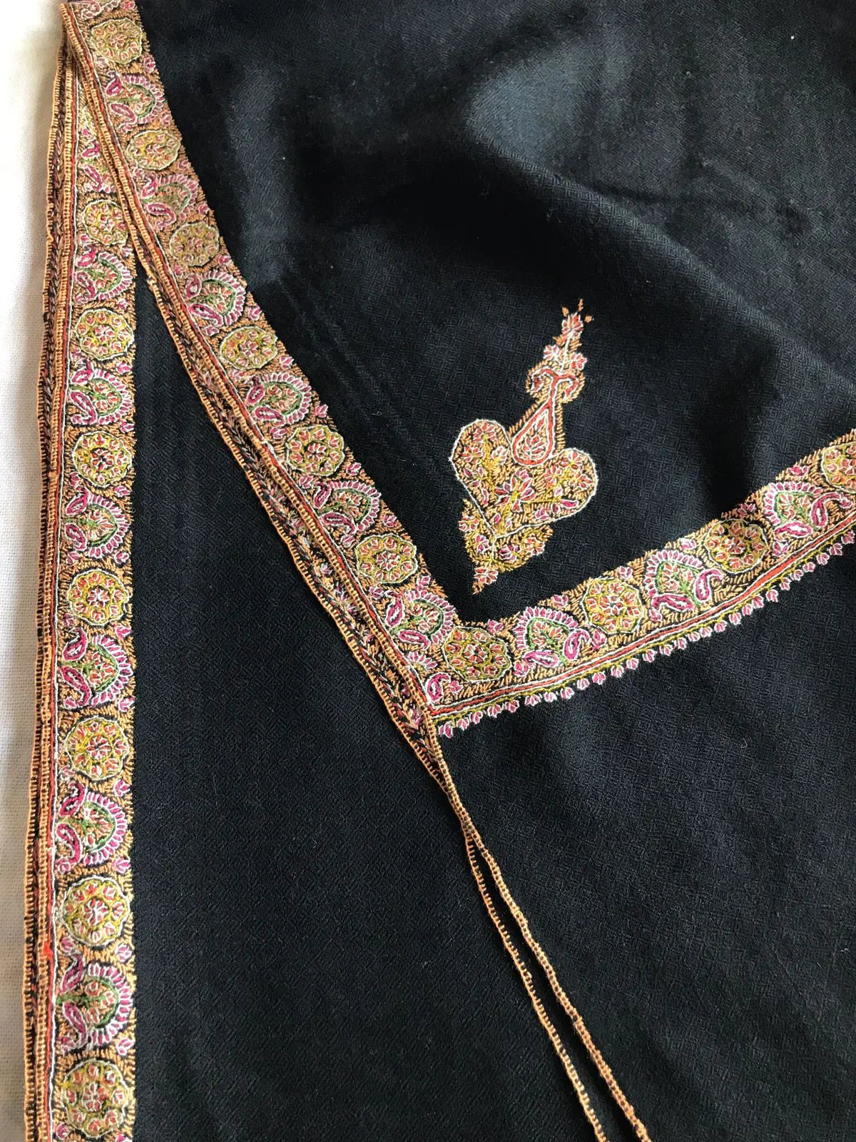 Black Embroidered Pashmina Scarf Shahkaar