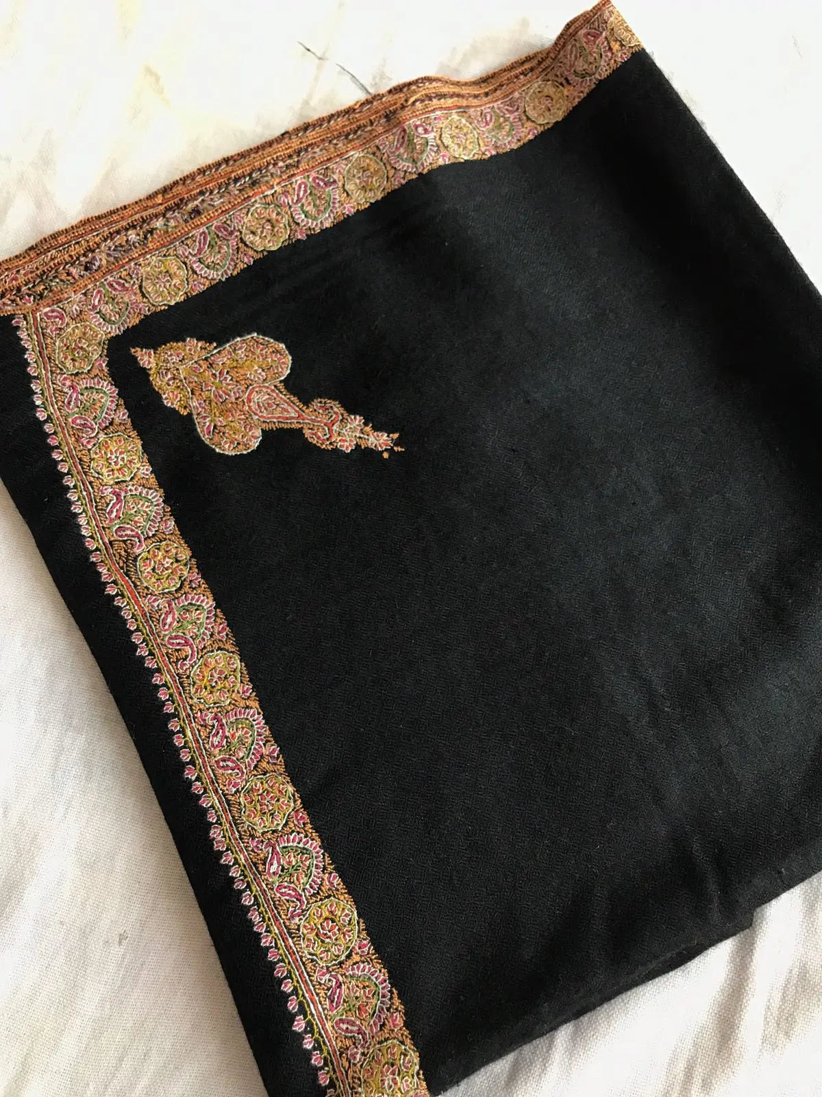 Black Embroidered Pashmina Scarf Shahkaar