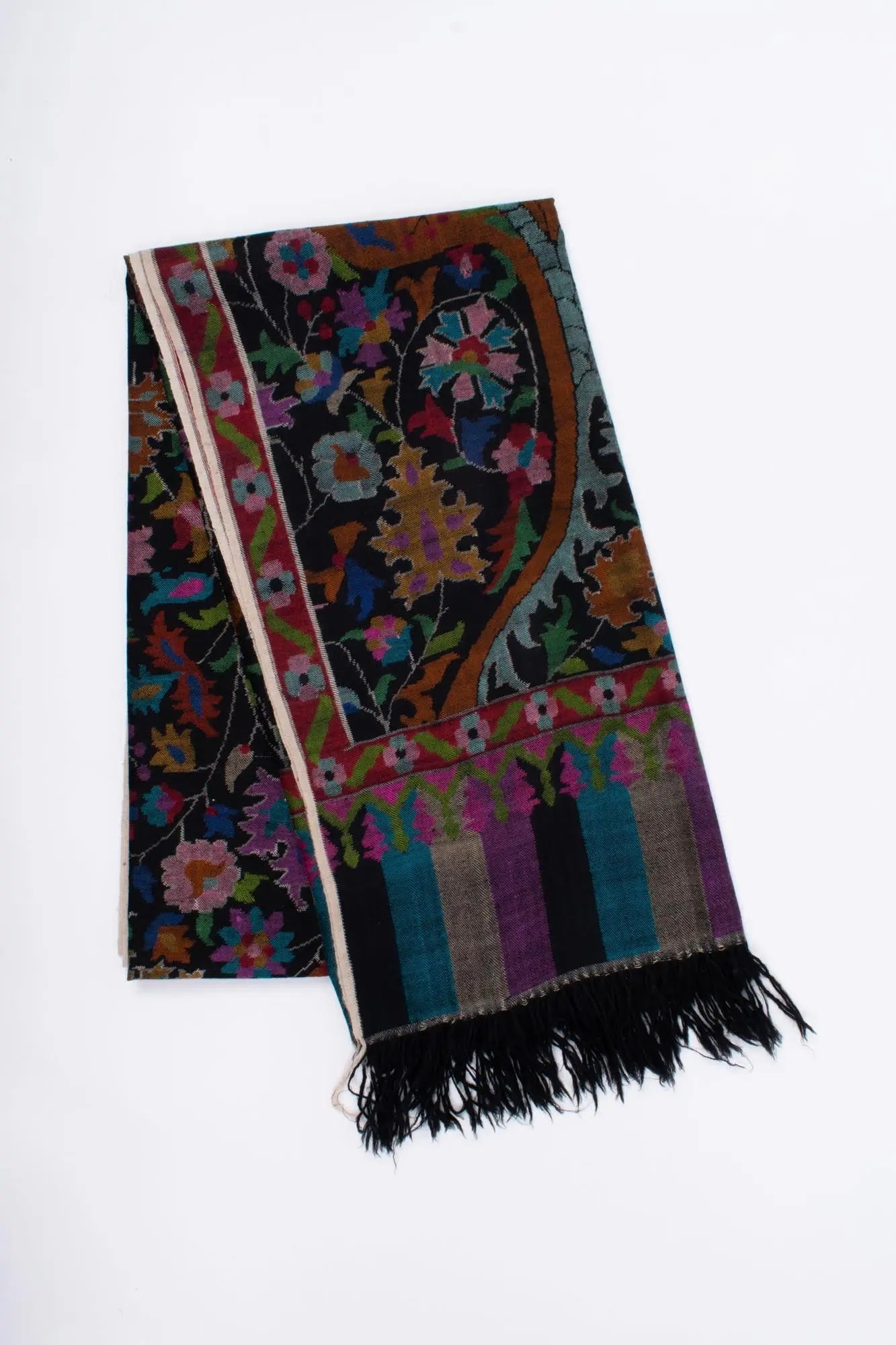 Black Handwoven Kani Pashmina Shawl - DAZZLE Shahkaar