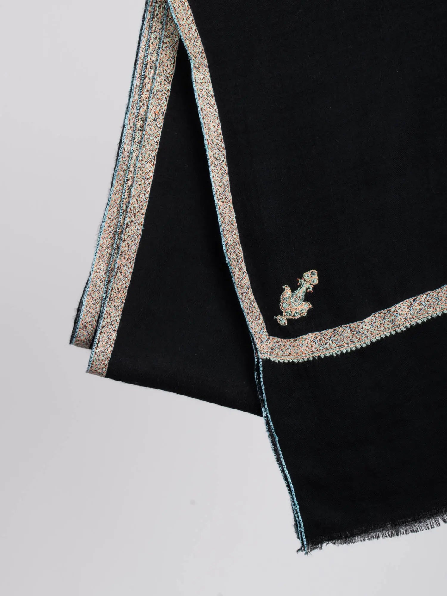 Black Hashia Pure Pashmina Shawl Shahkaar