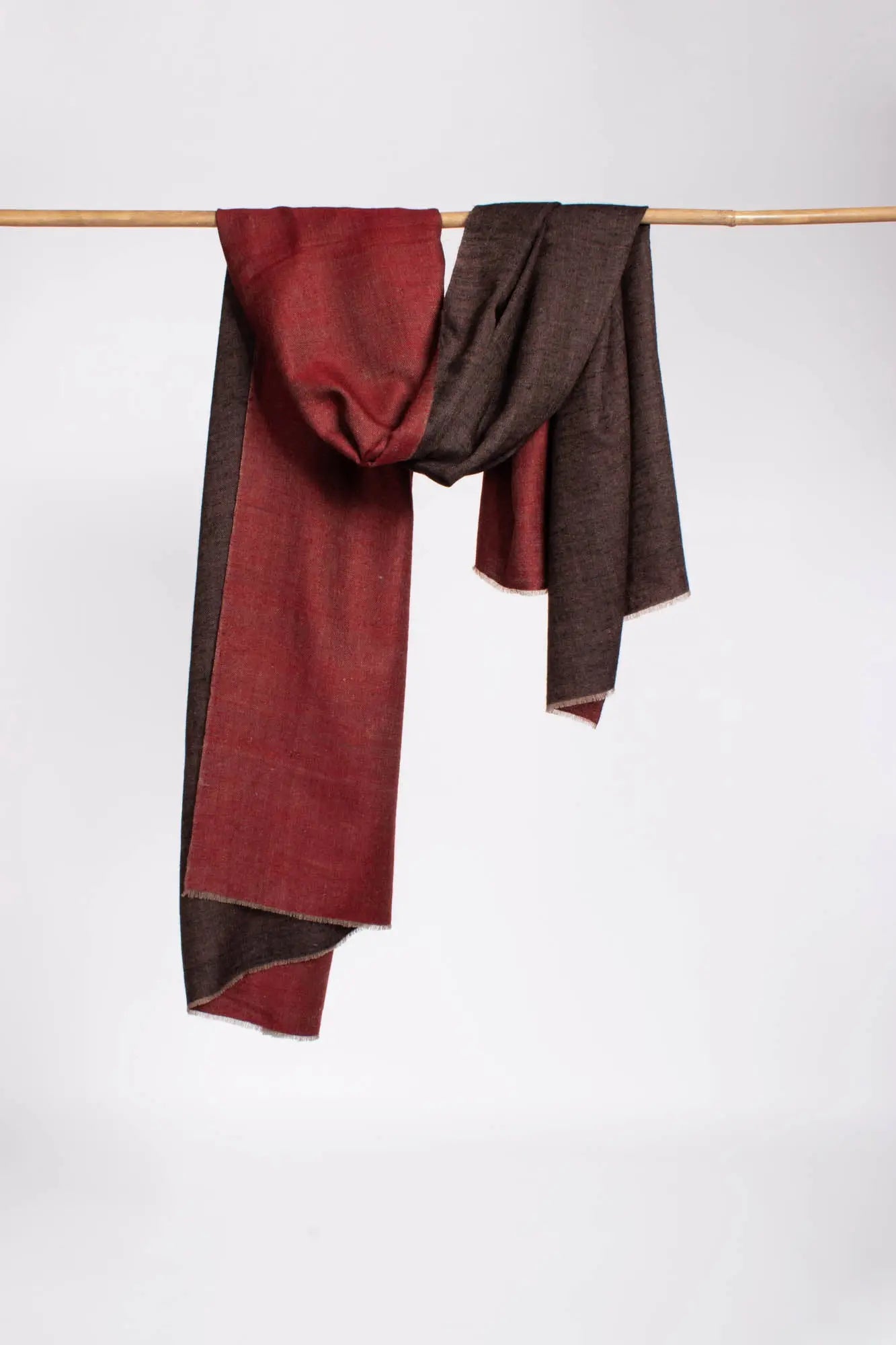 Black Maroon Dorukha Pashmina Wrap - HARWICH Shahkaar