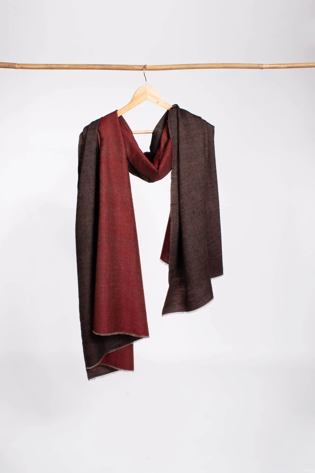 Black Maroon Dorukha Pashmina Wrap - HARWICH Shahkaar