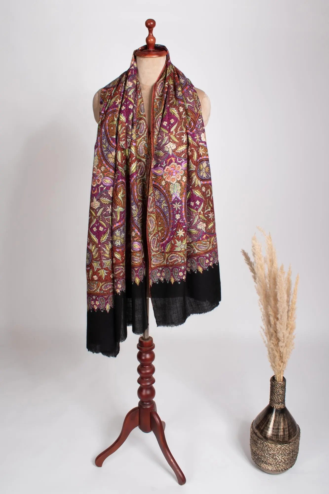 Black Papermachie Paisley Jamavar Shawl Shahkaar
