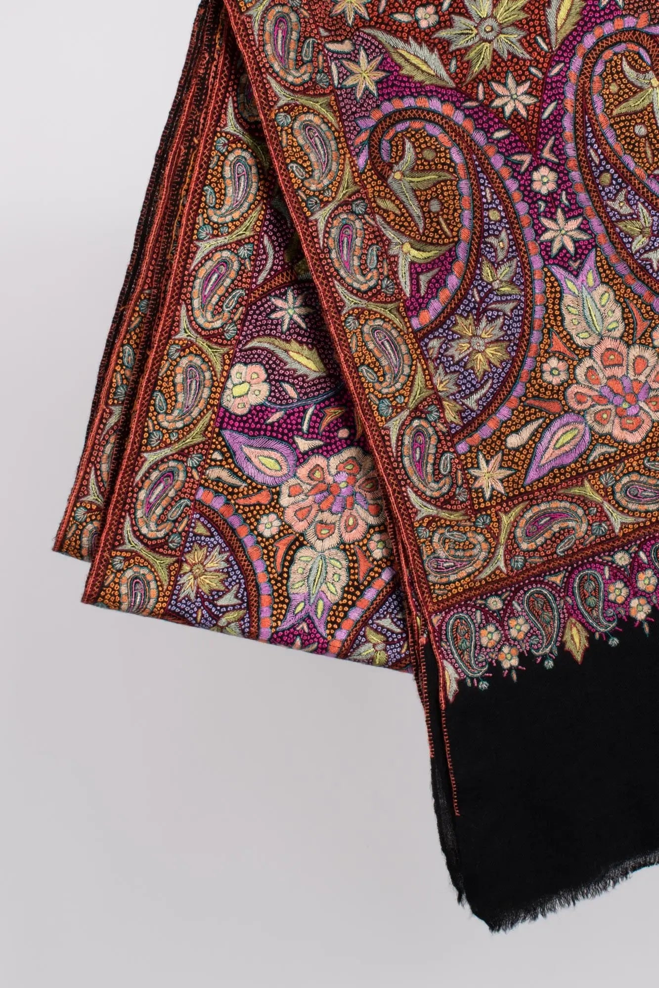 Black Papermachie Paisley Jamavar Shawl Shahkaar