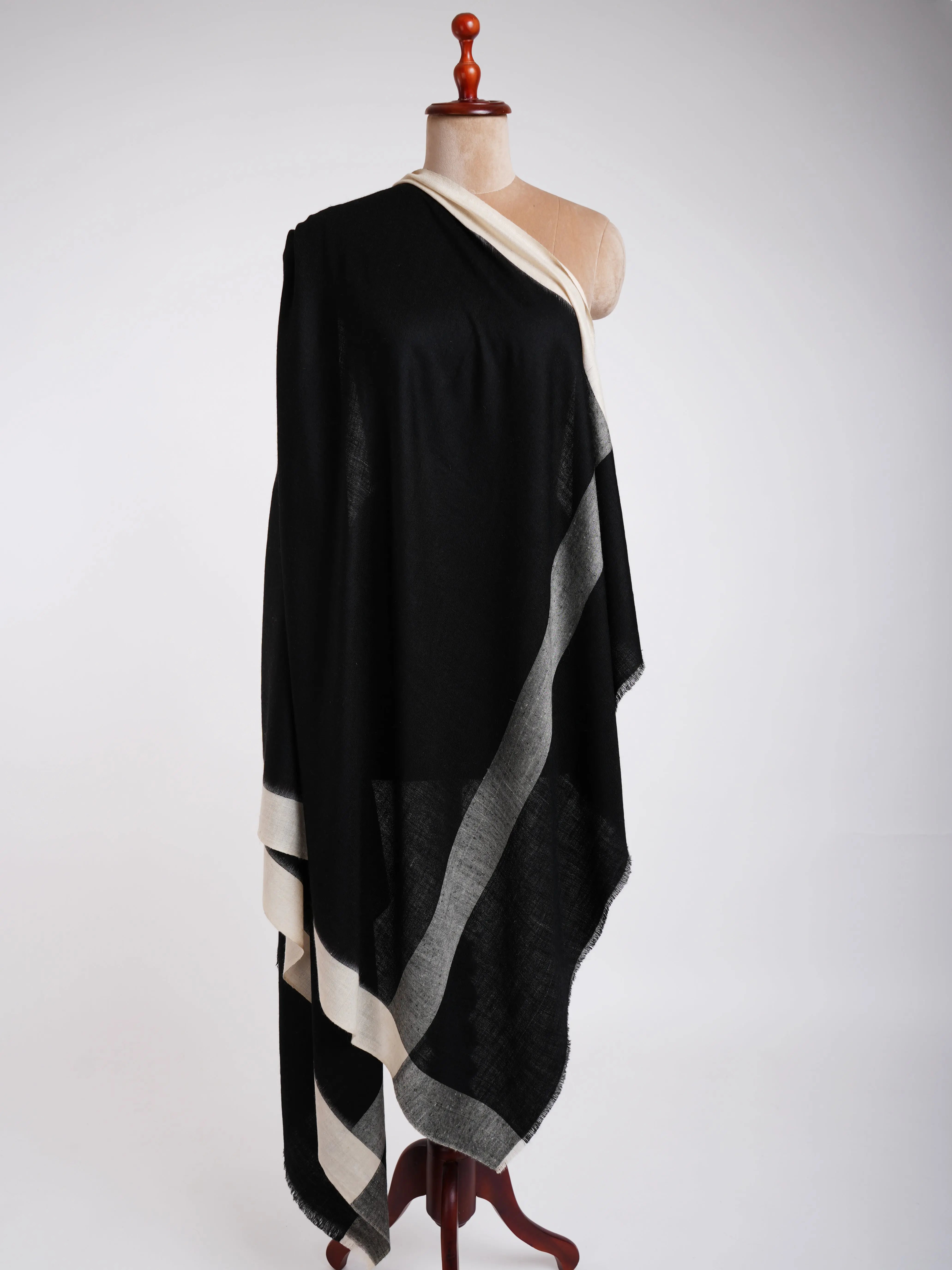 Black White Contemporary Pashmina Shawl Shahkaar