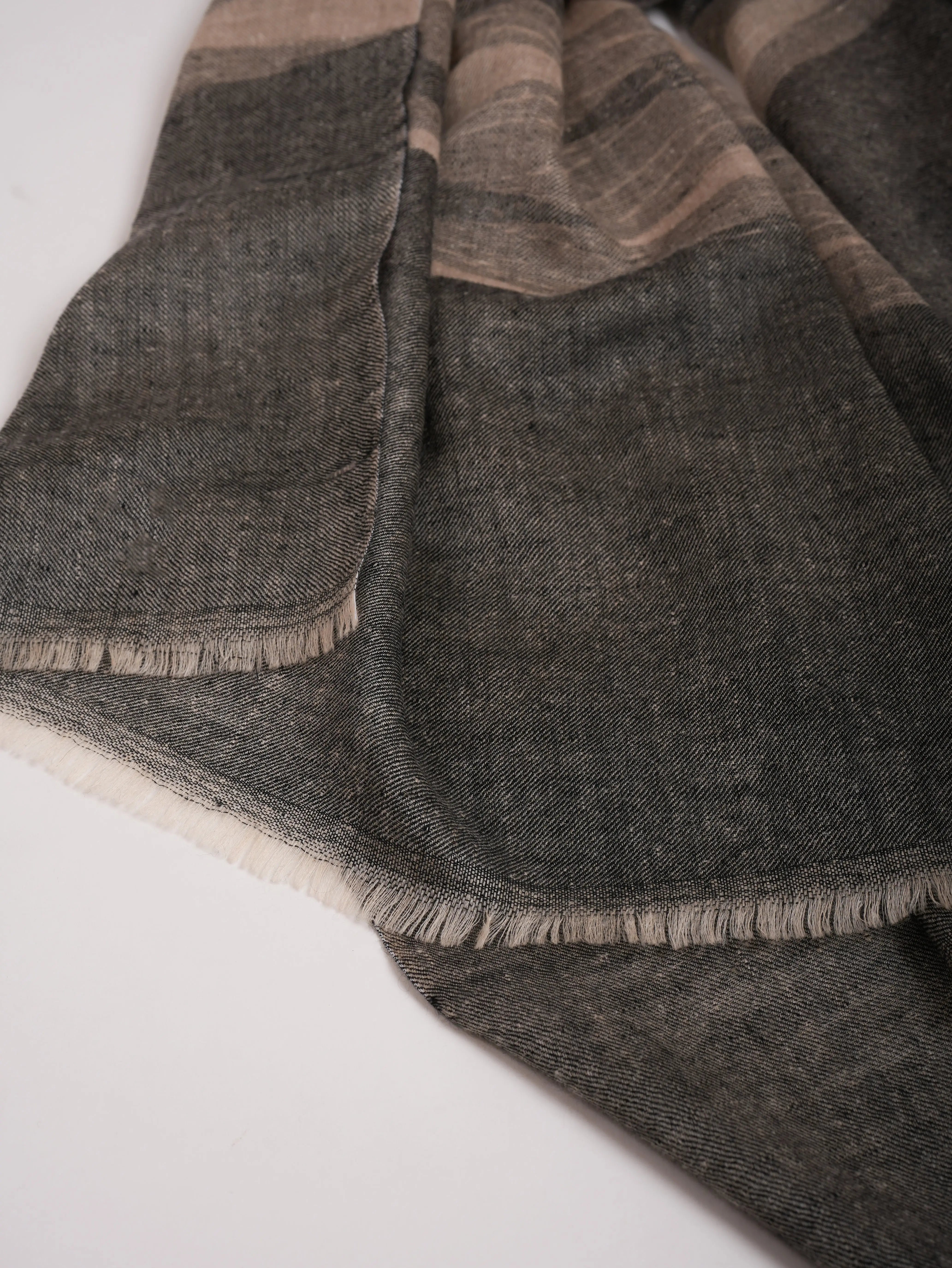 Black and Beige Lightweight Authentic Pashmina Shawl Shahkaar