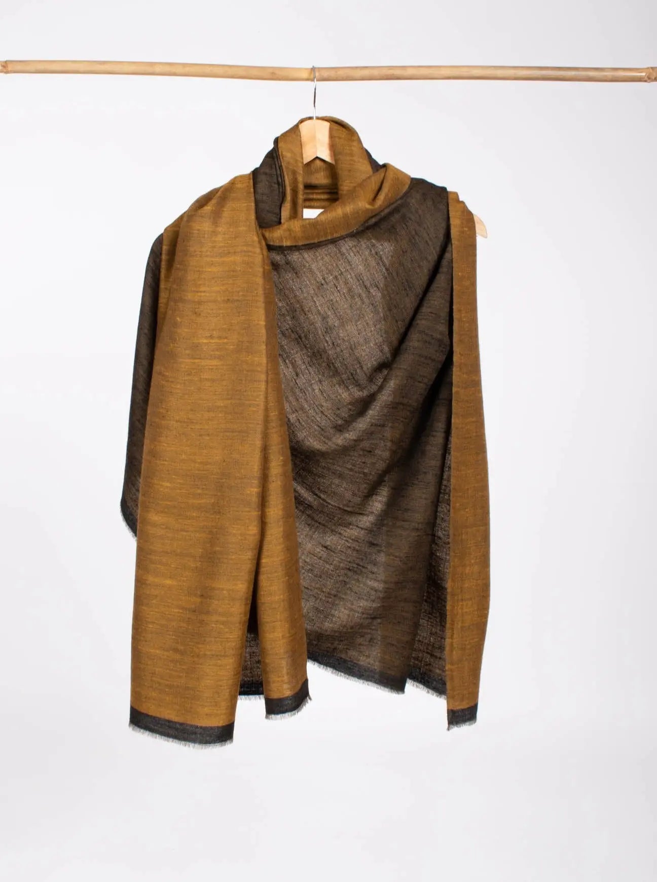 Black and Mustard Reversible Pashmina Shawl - HOMER Shahkaar