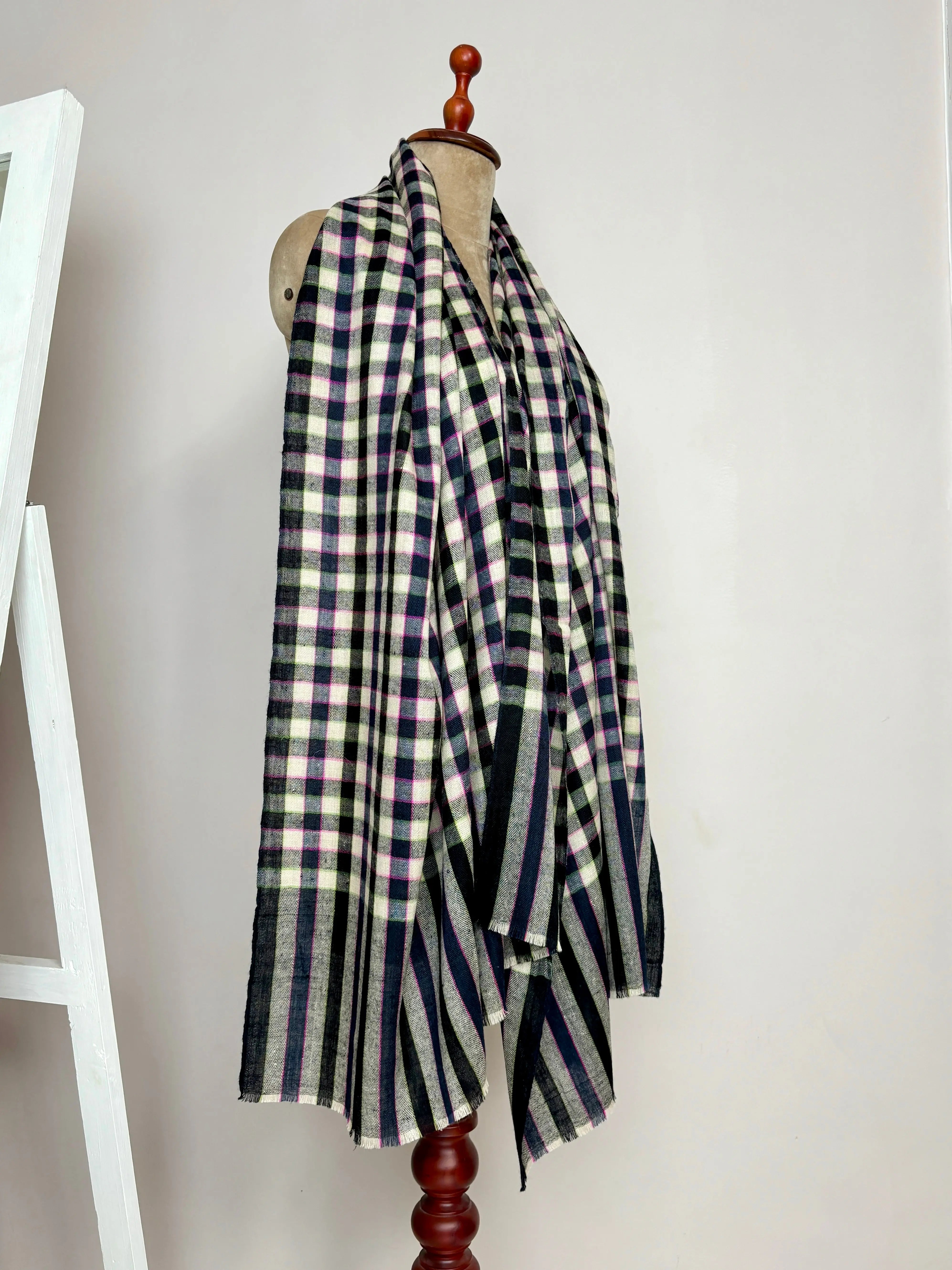 Black and White Check Shahkaar Cashmere Scarf - CODY Shahkaar