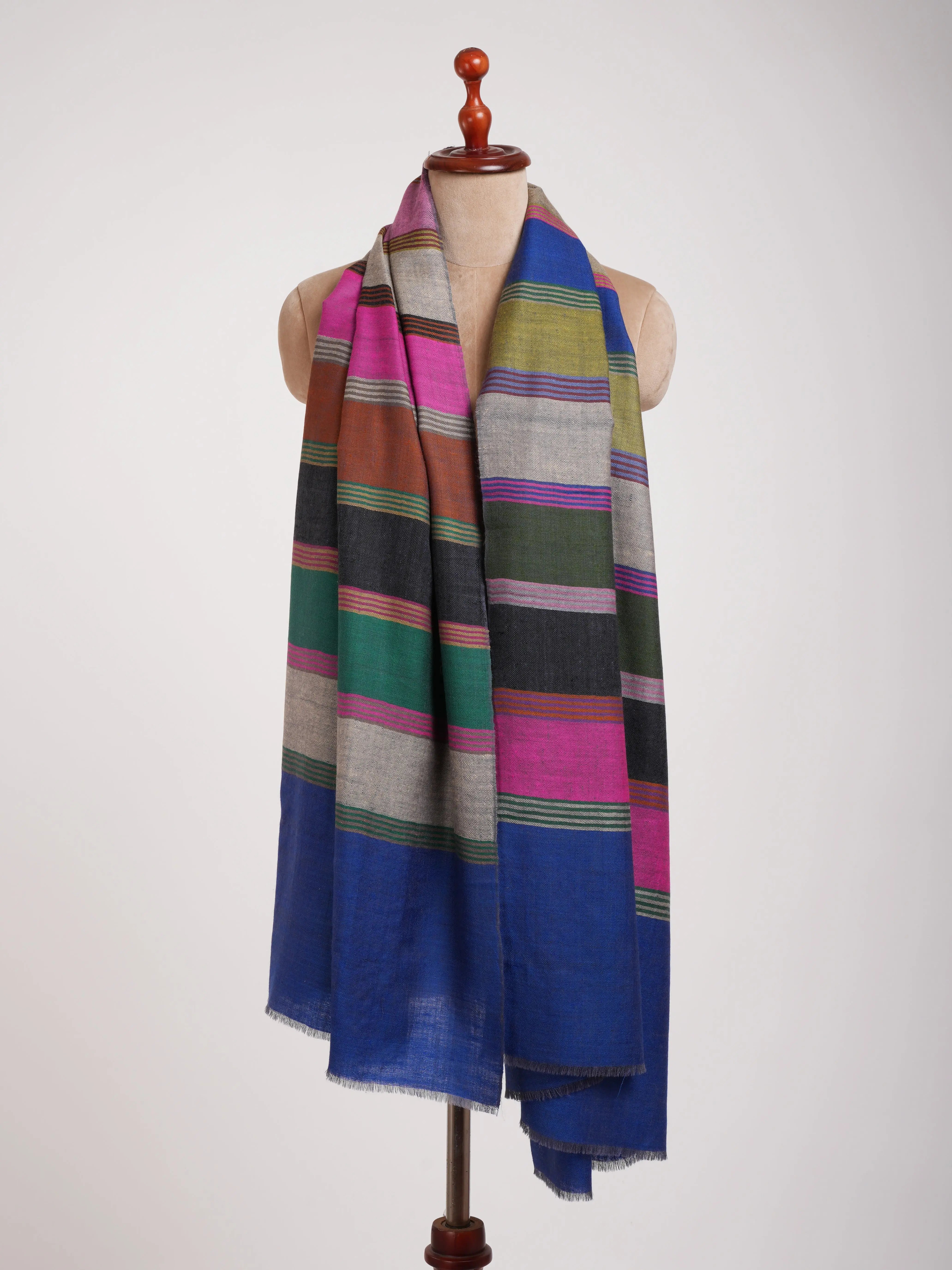 Blue Dachi Handwoven Indian Pashmina Shawl Shahkaar