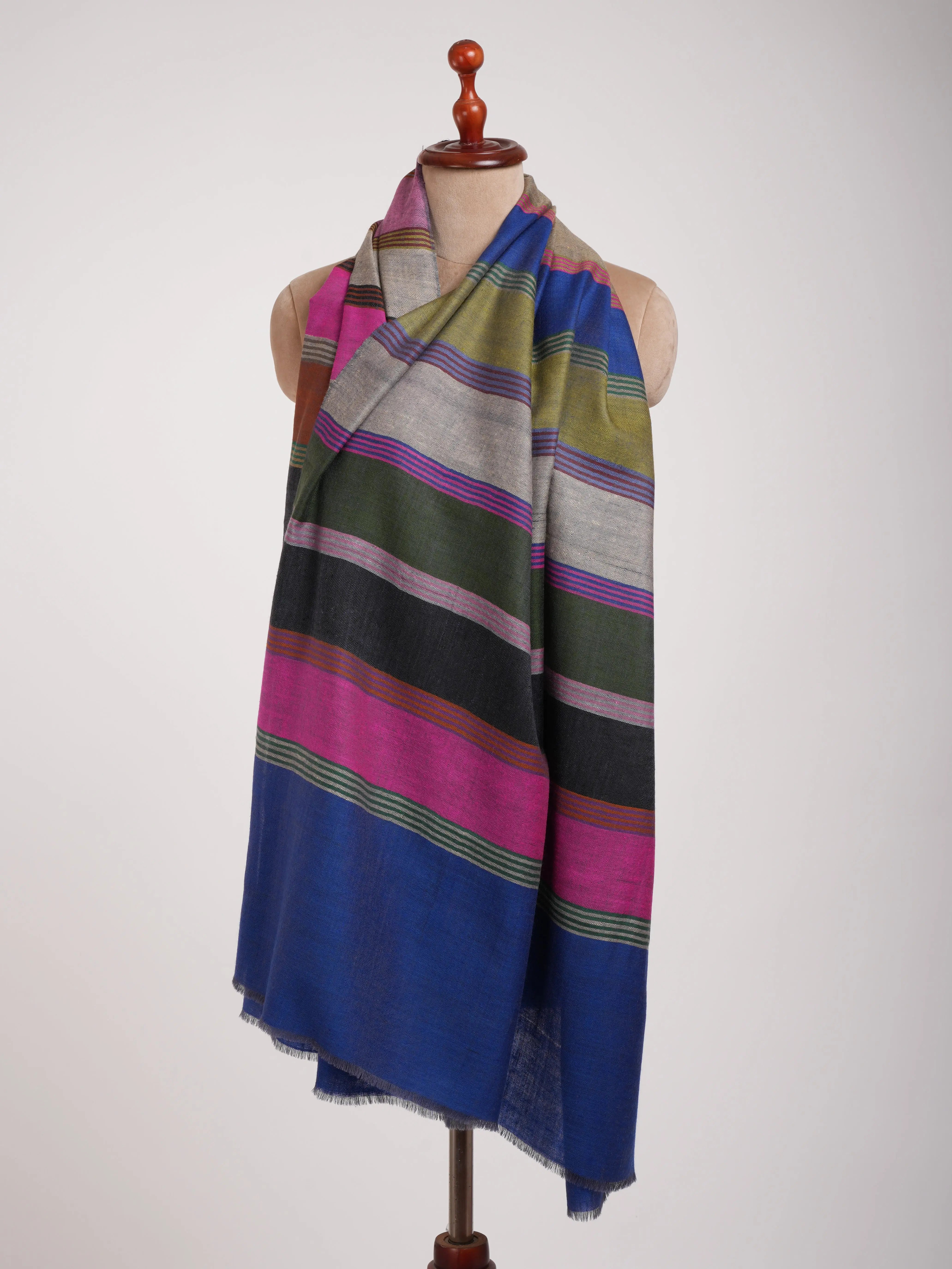Blue Dachi Handwoven Indian Pashmina Shawl Shahkaar