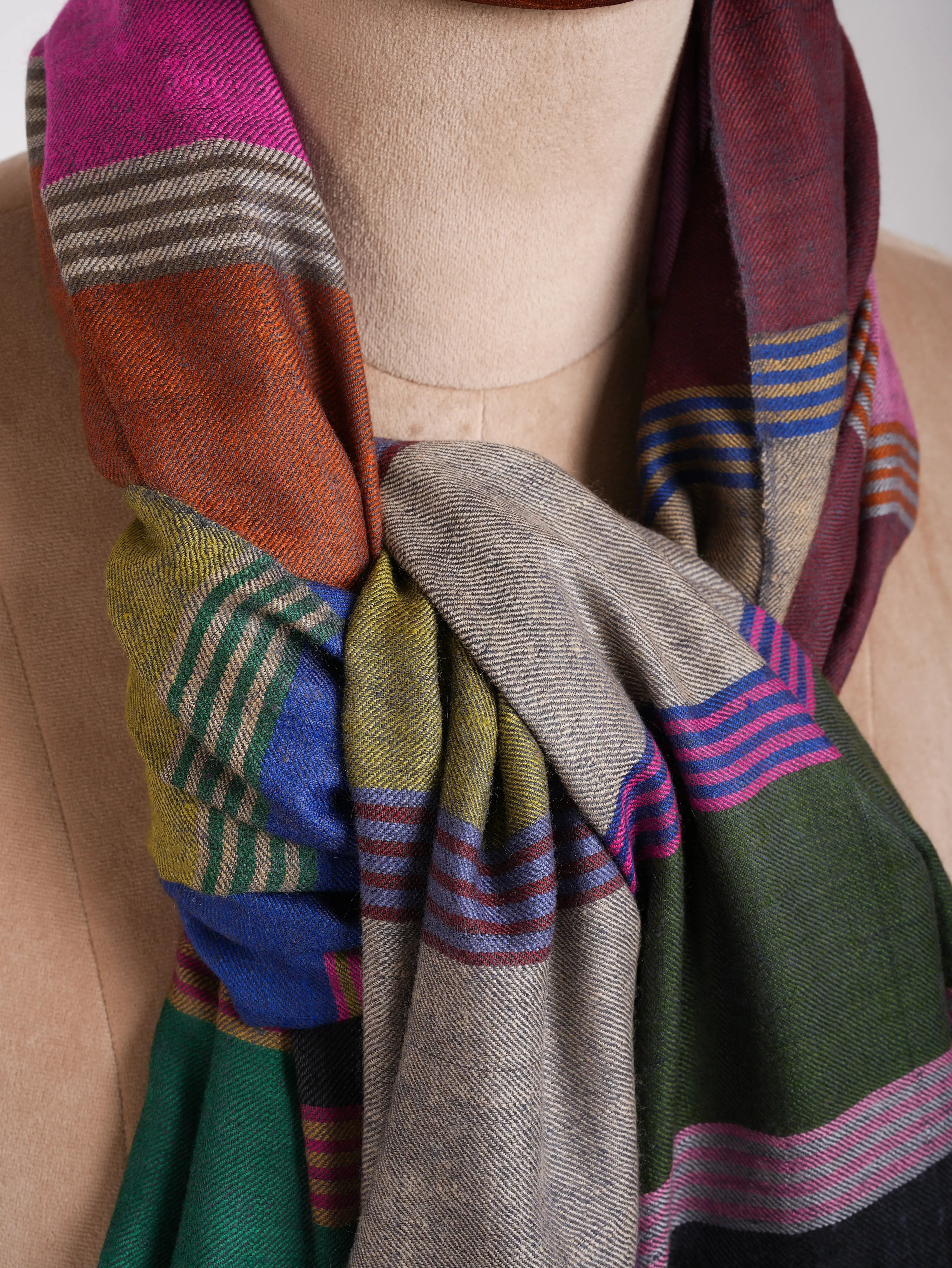 Blue Dachi Handwoven Indian Pashmina Shawl Shahkaar