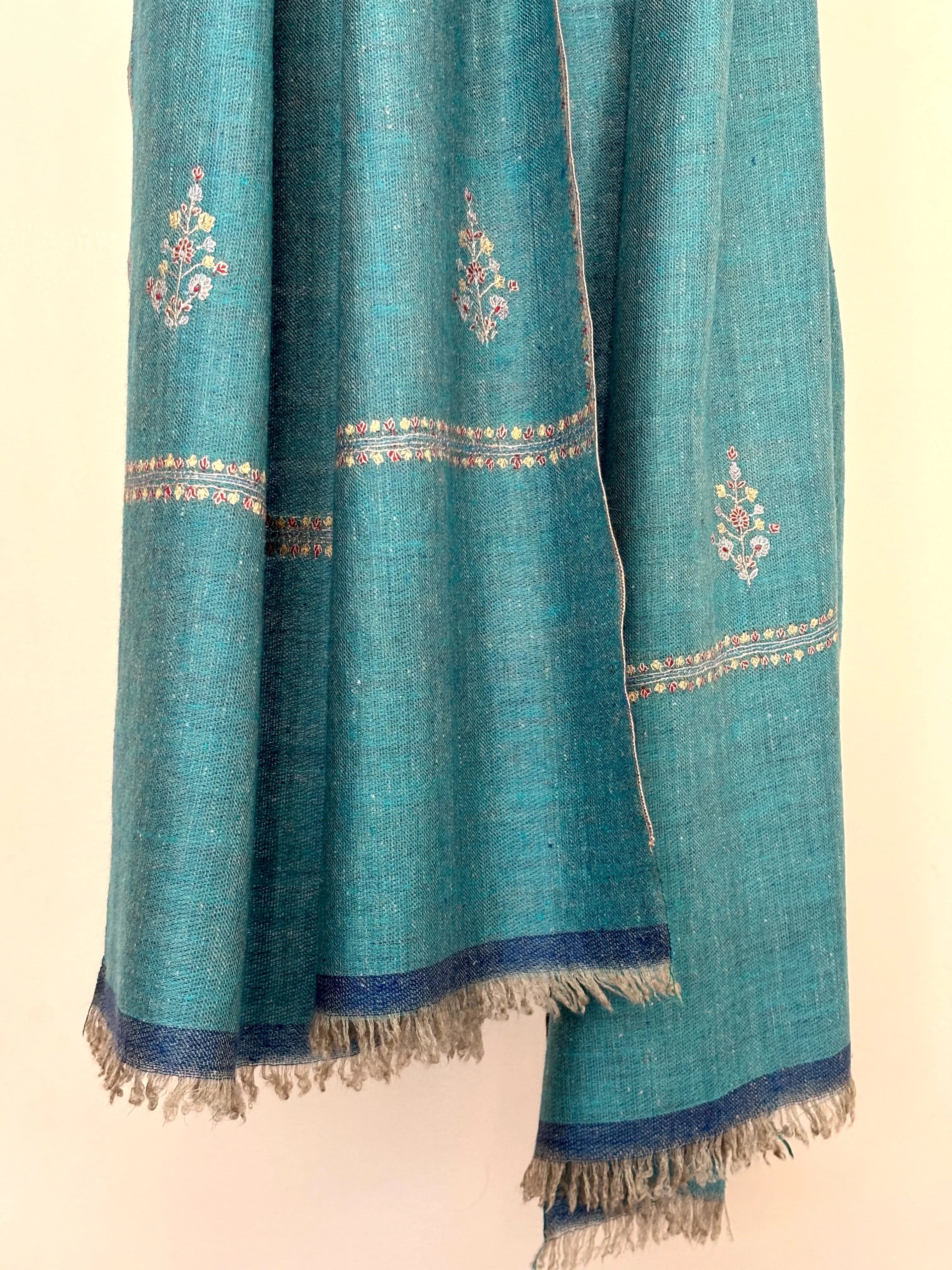 Blue Dorukha Embroidered Pashmina Scarf Shahkaar