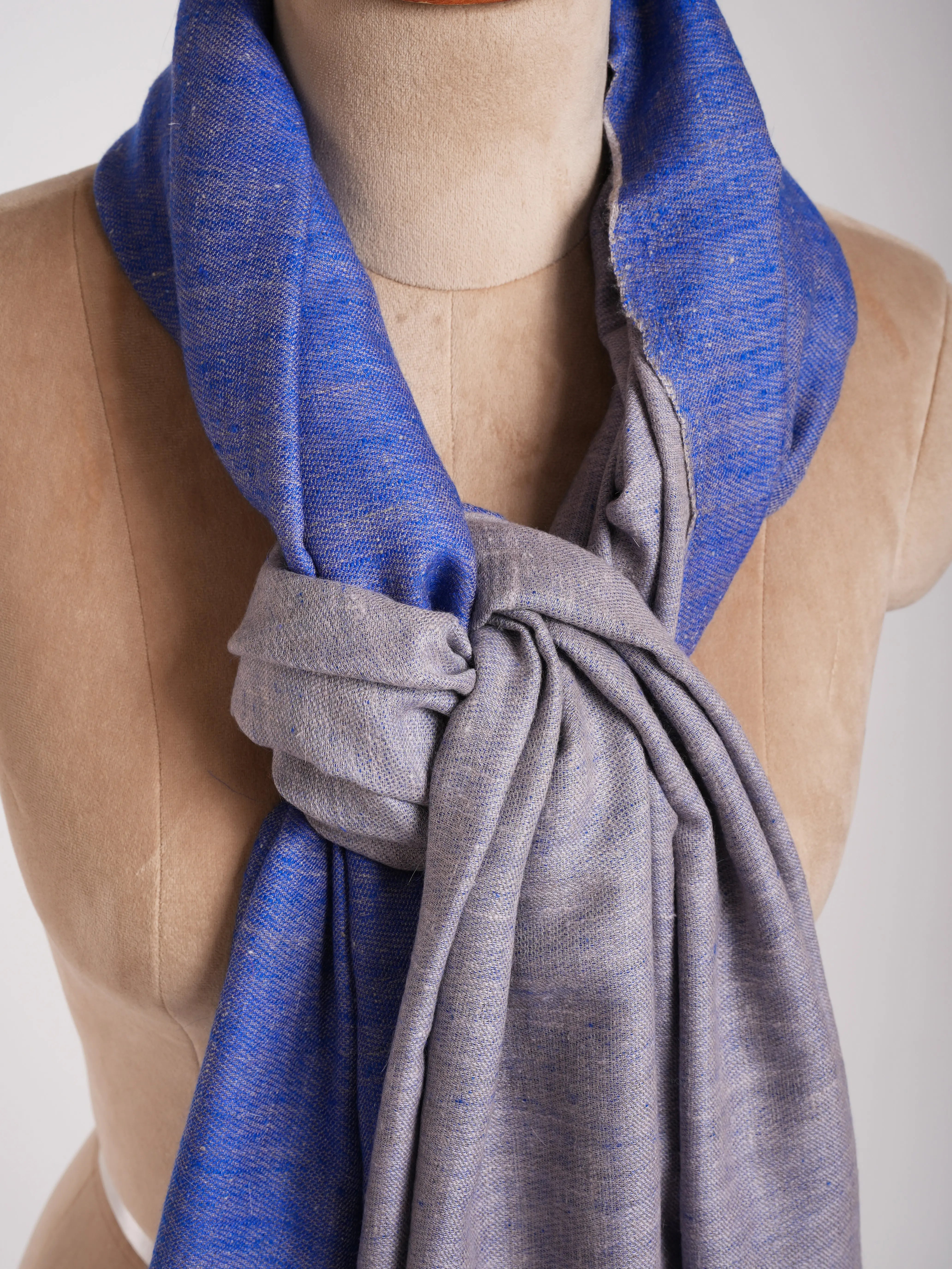 Blue Ivory Dorukha Kashmiri Pashmina Shawl Shahkaar
