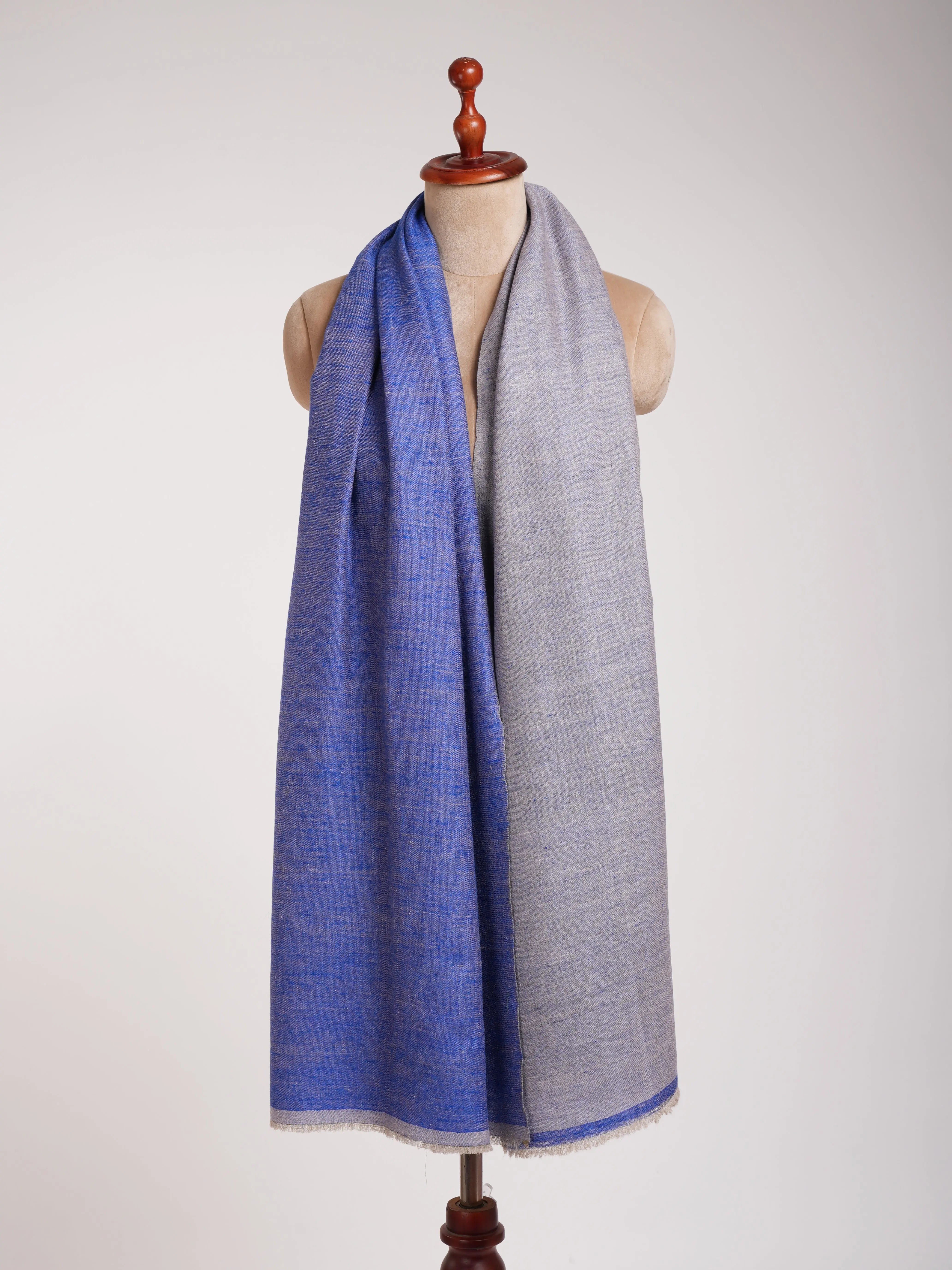 Blue Ivory Dorukha Kashmiri Pashmina Shawl Shahkaar