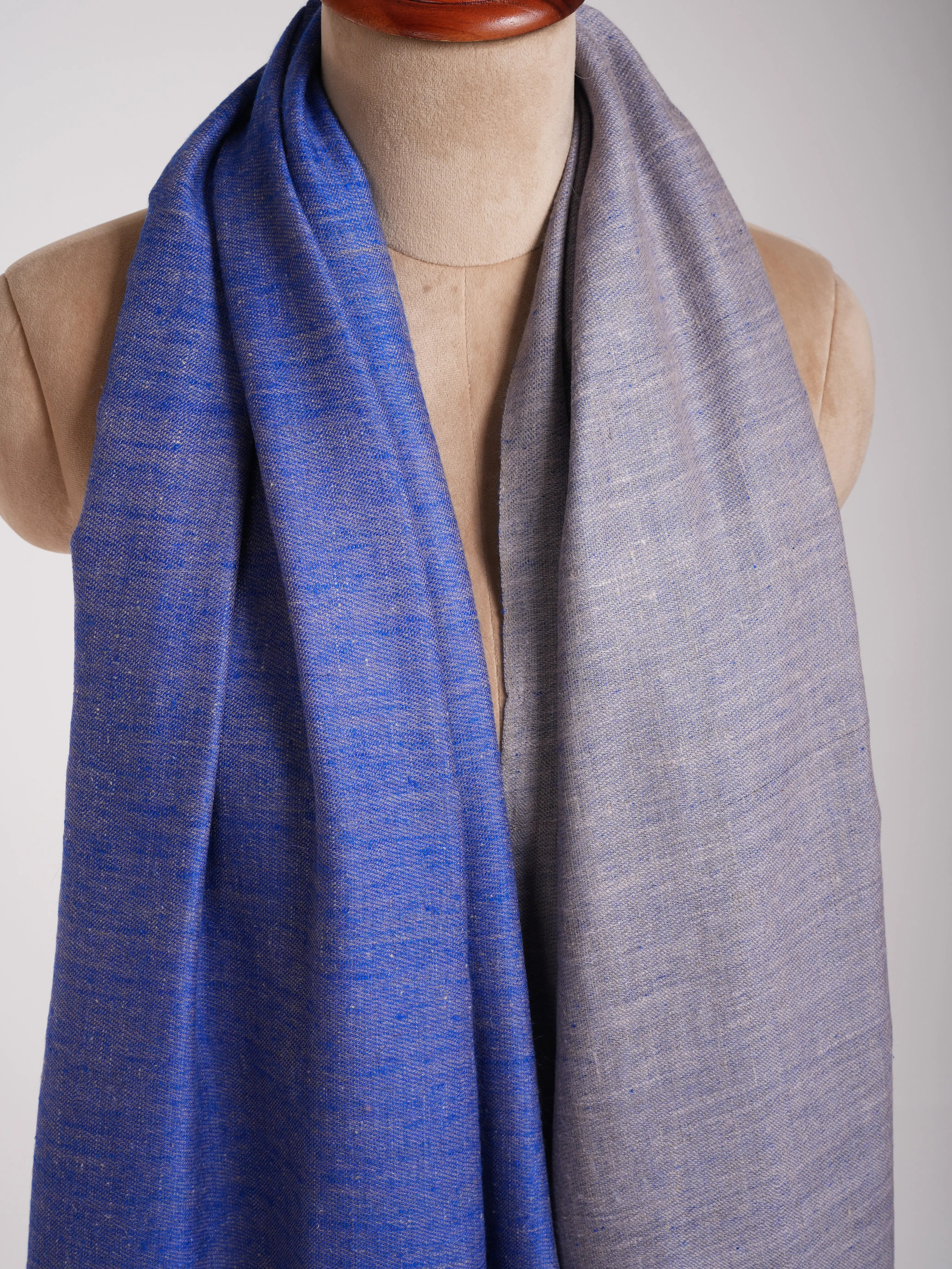 Blue Ivory Dorukha Kashmiri Pashmina Shawl Shahkaar