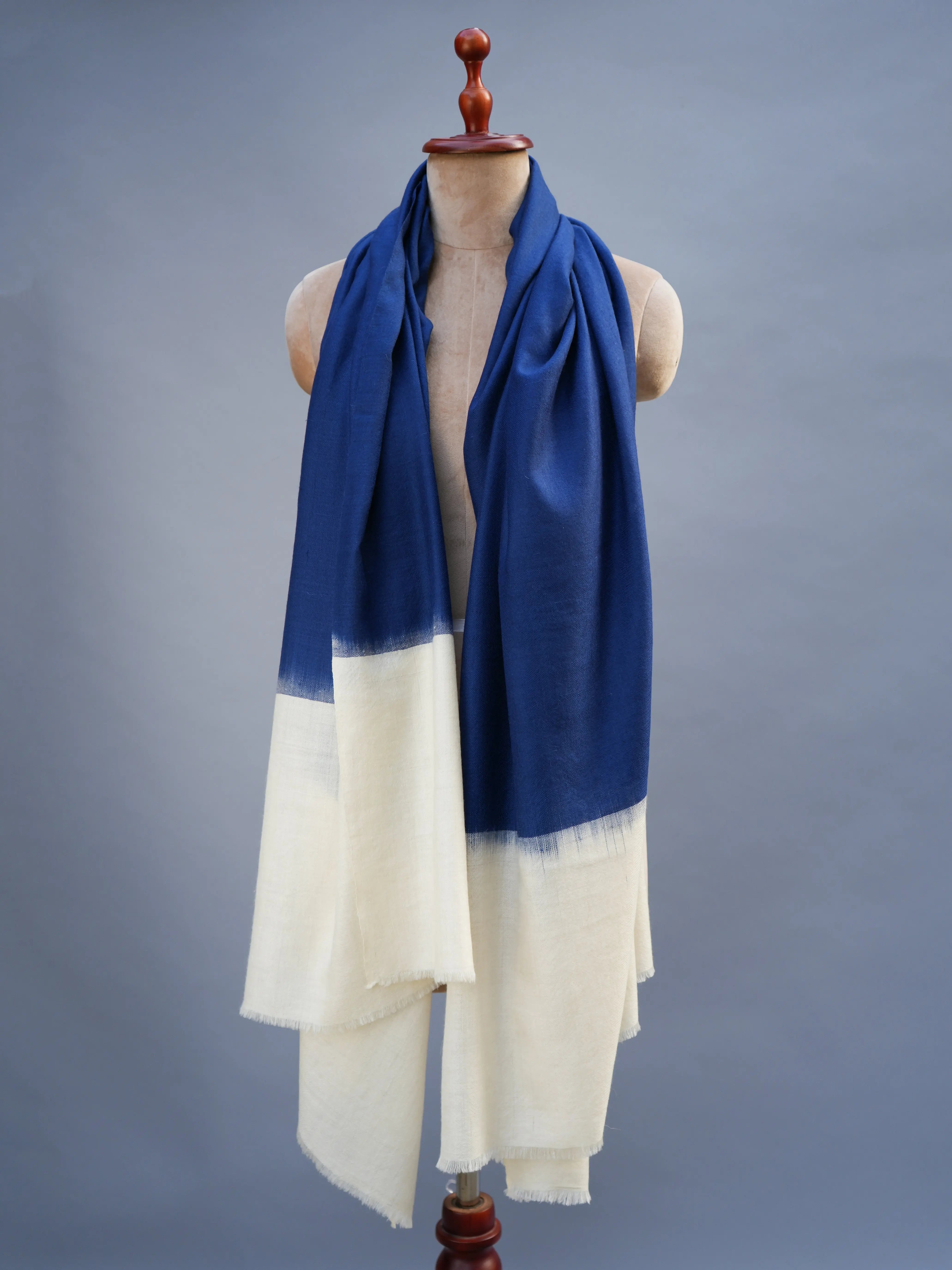 Blue White Modern Pashmina Shawl Shahkaar
