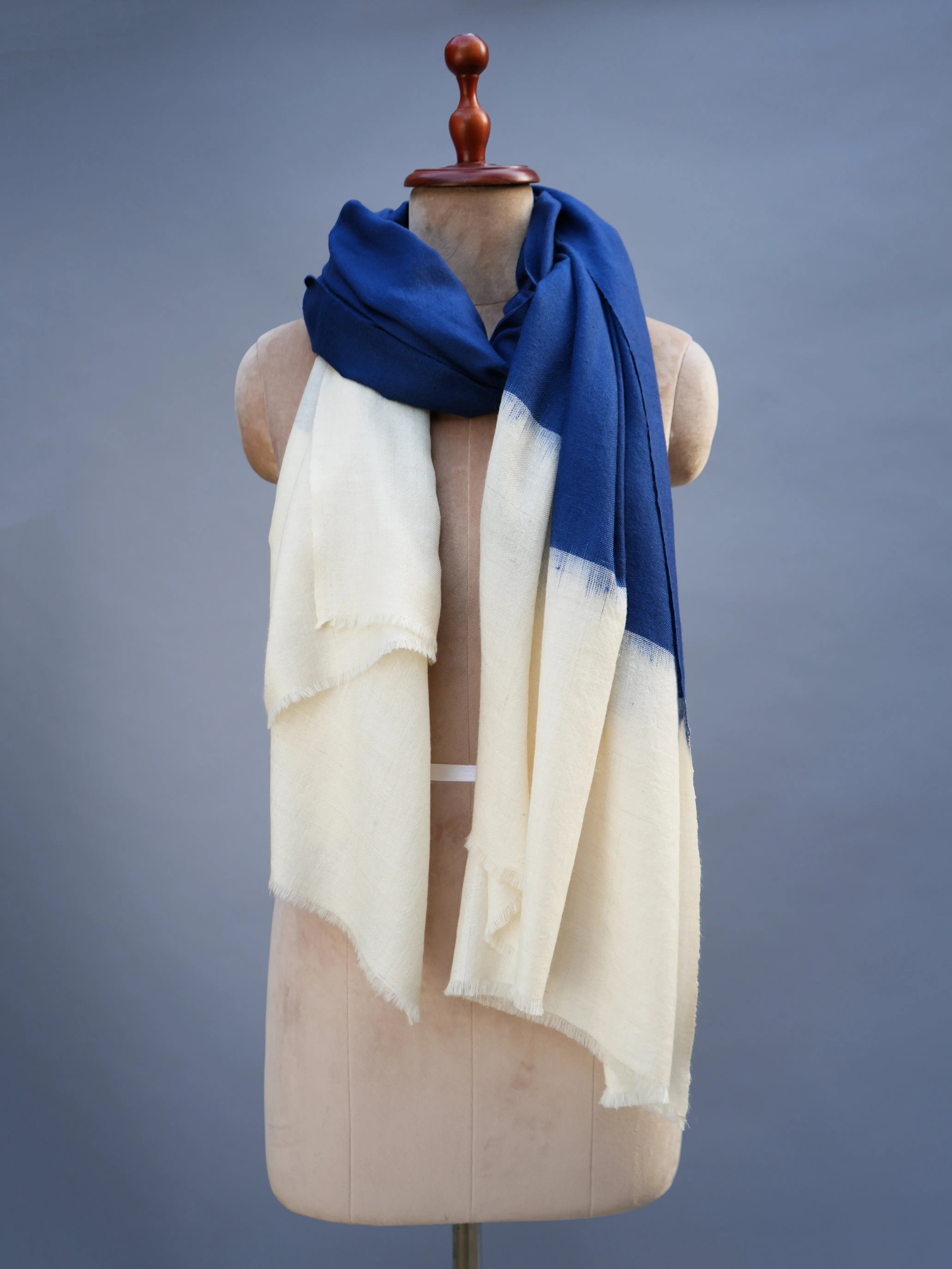 Blue White Modern Pashmina Shawl Shahkaar