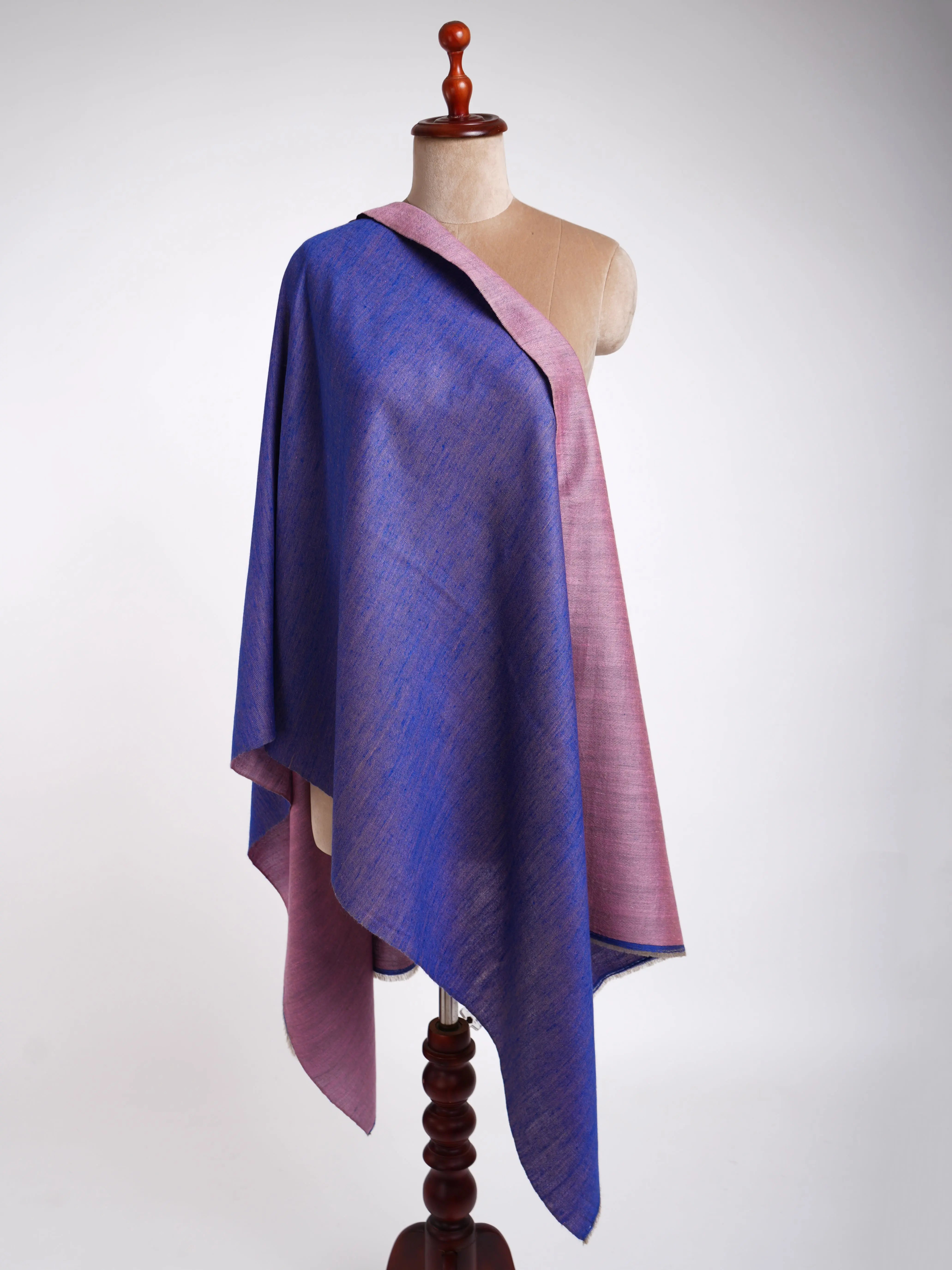 Blue and Pink Dorukha Cashmere Scarf Shahkaar
