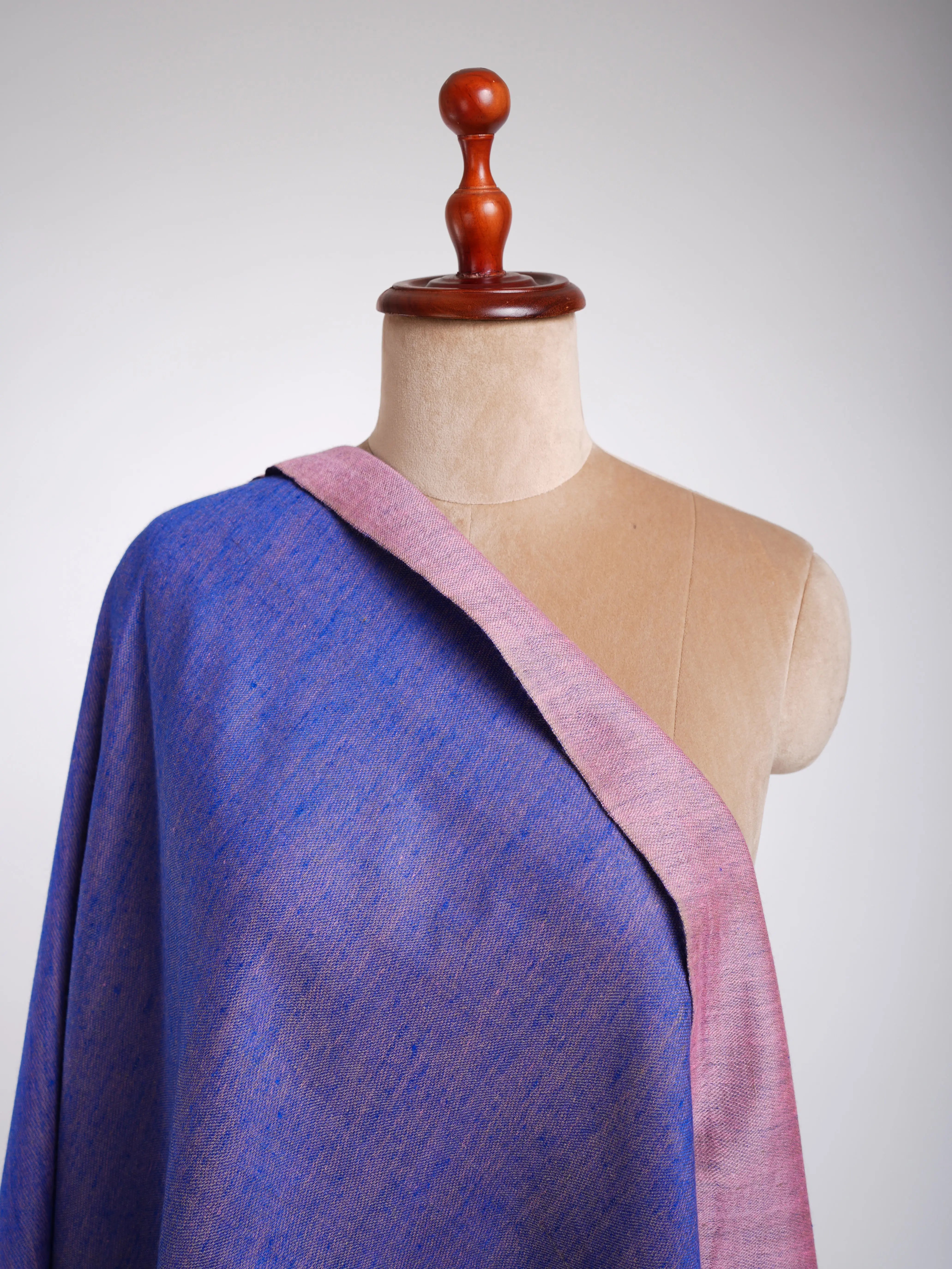 Blue and Pink Dorukha Cashmere Scarf Shahkaar