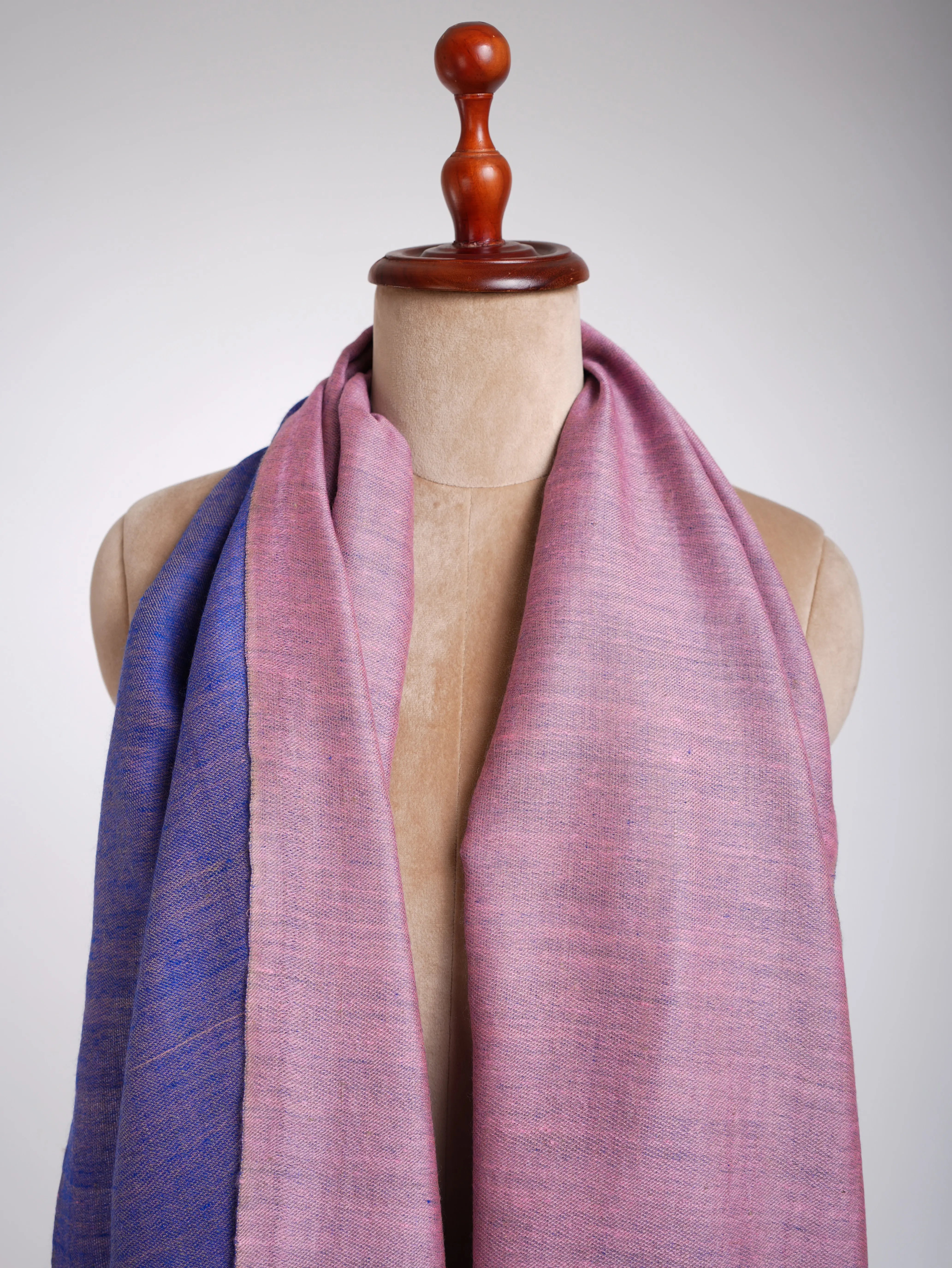Blue and Pink Dorukha Cashmere Scarf Shahkaar